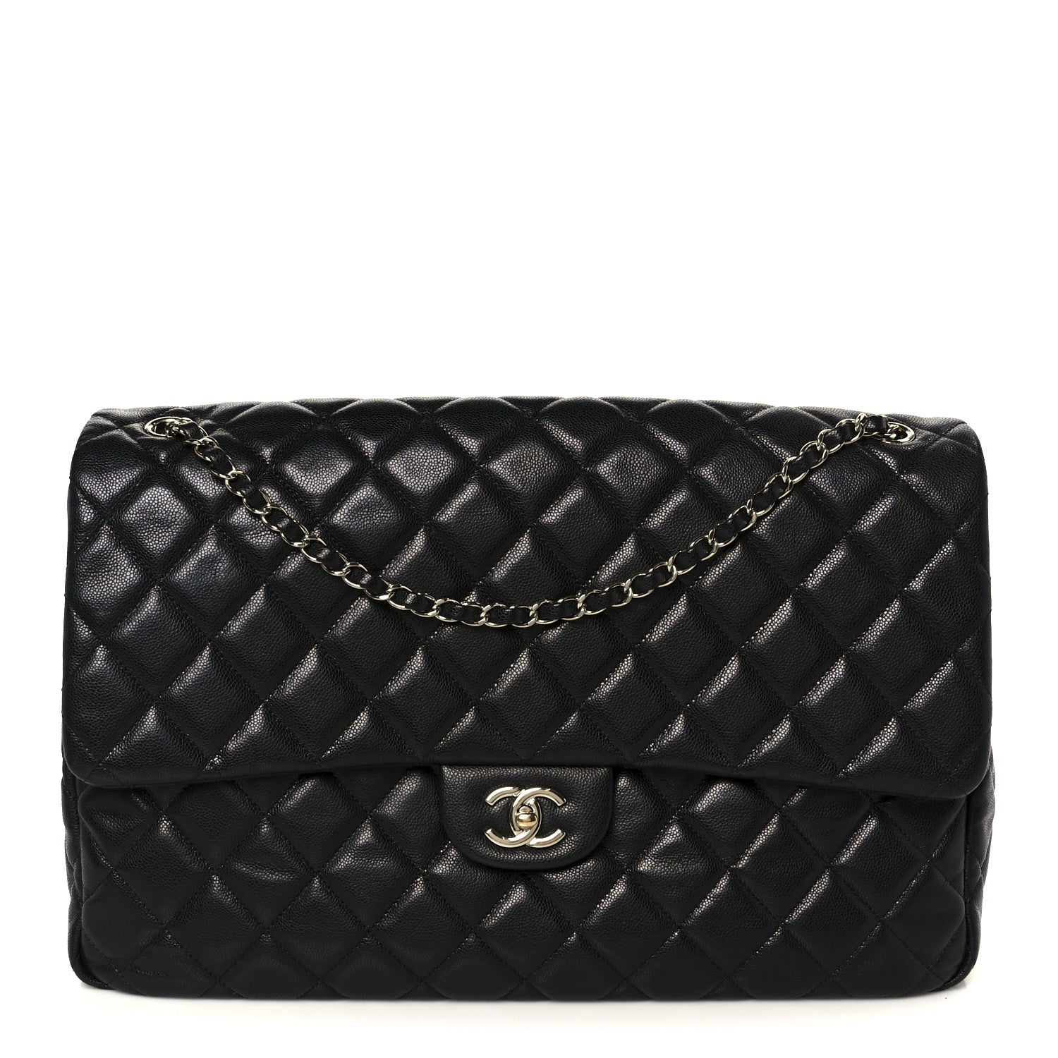Caviar Quilted XXL Travel Flap Bag Black