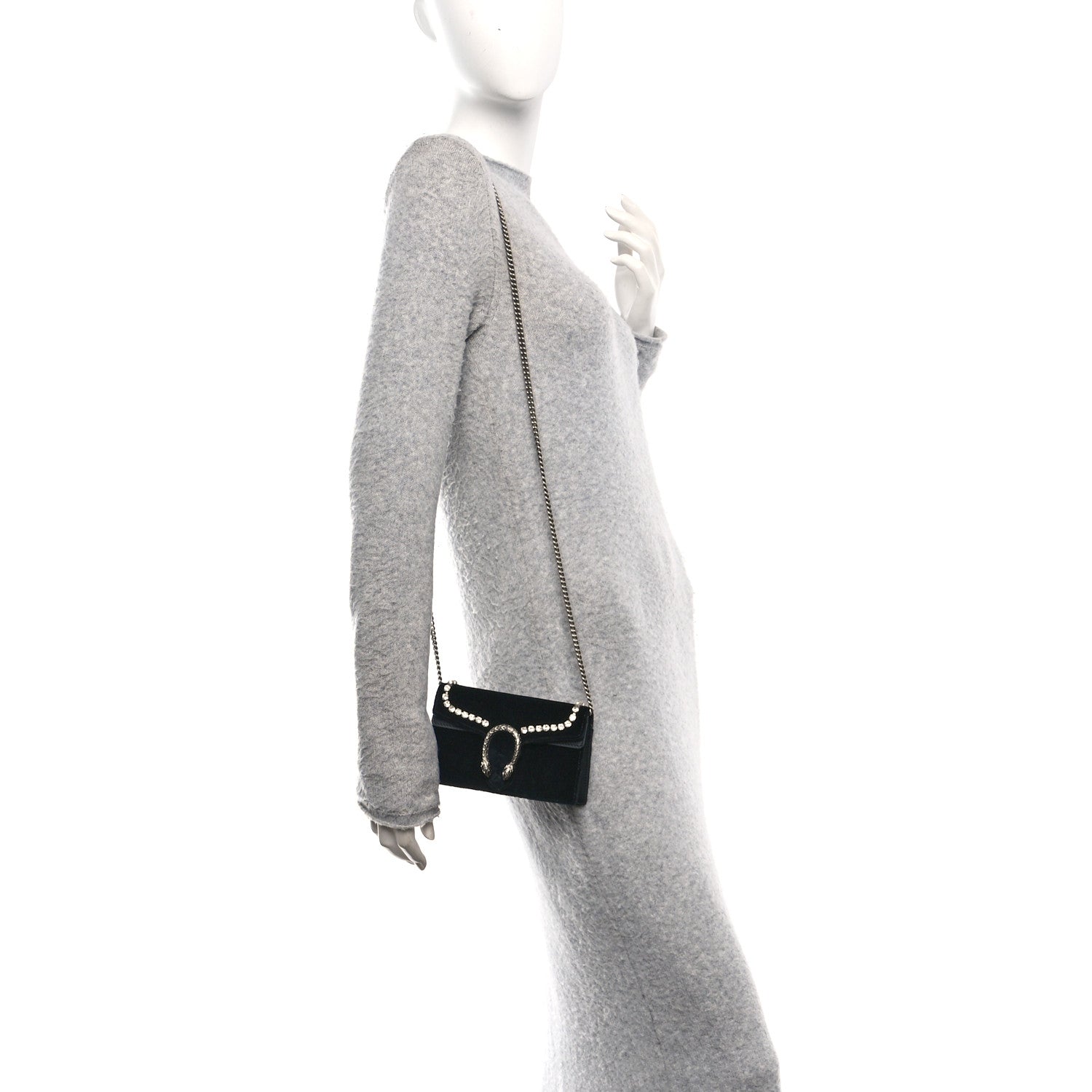 Velvet Crystal Super Mini Dionysus Shoulder Bag Black