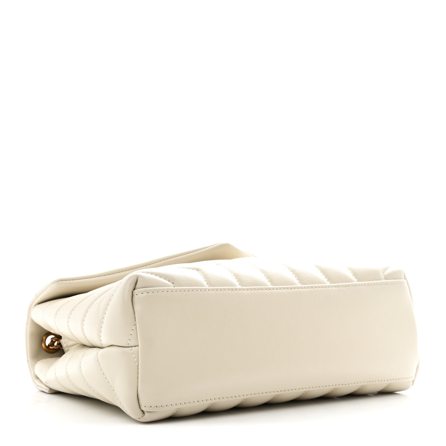 Calfskin Y Quilted Monogram Small Loulou Chain Satchel Ivory