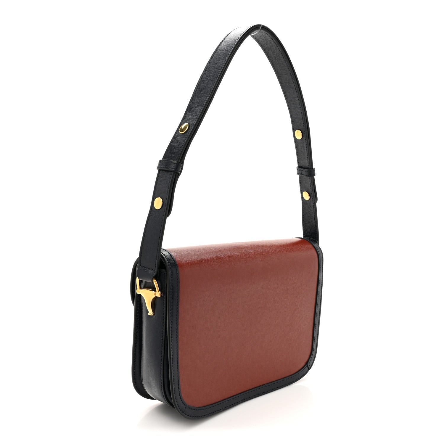 Azalea Calfskin Tri-Color Horsebit 1955 Shoulder Bag New Cherry Red Sun Oil Blue