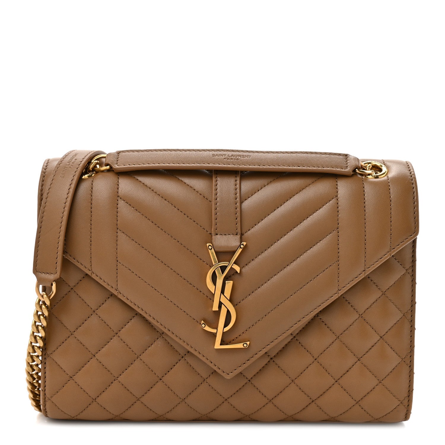 Lambskin Mixed Matelasse Triquilt Medium Monogram Satchel Dark Cork