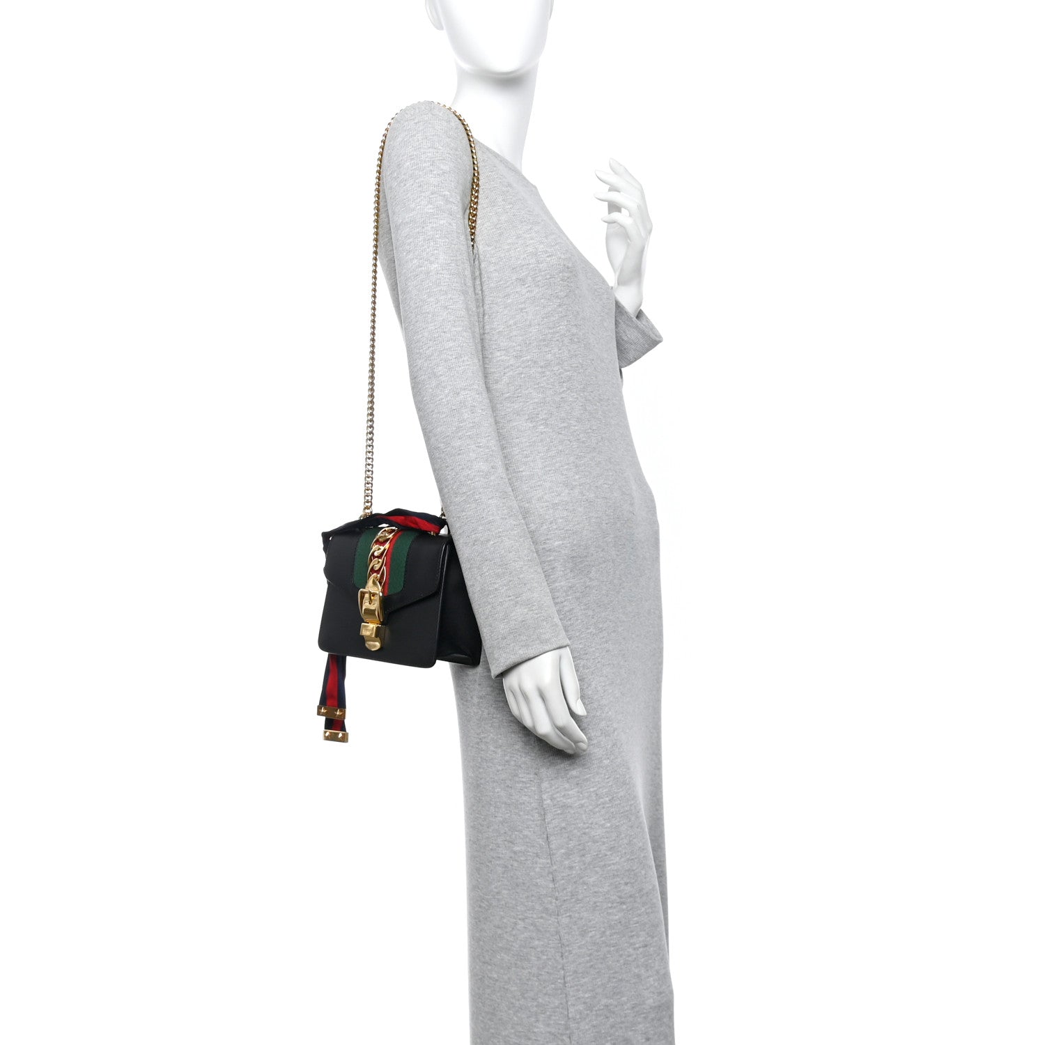 Calfskin Mini Sylvie Chain Shoulder Bag Black