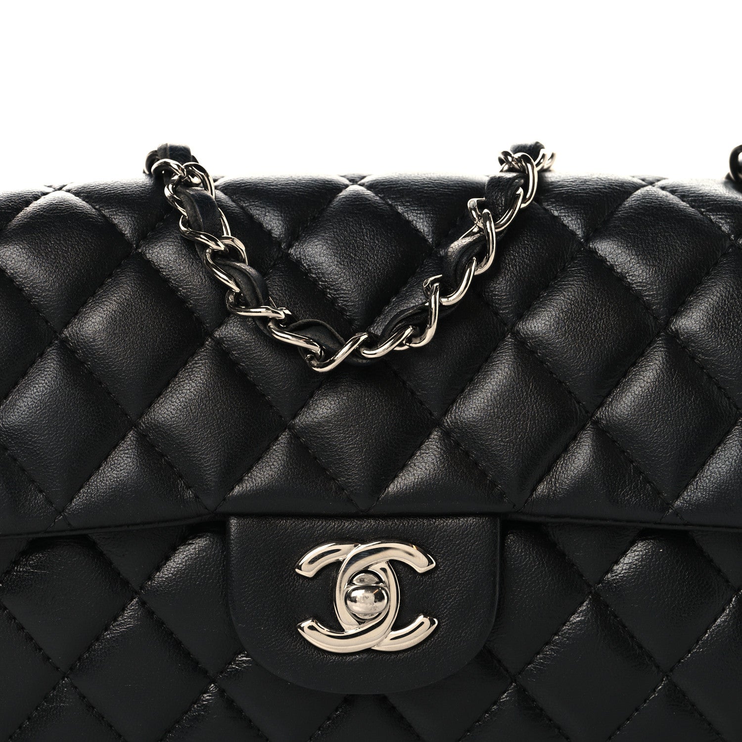 Lambskin Quilted East West Flap Black