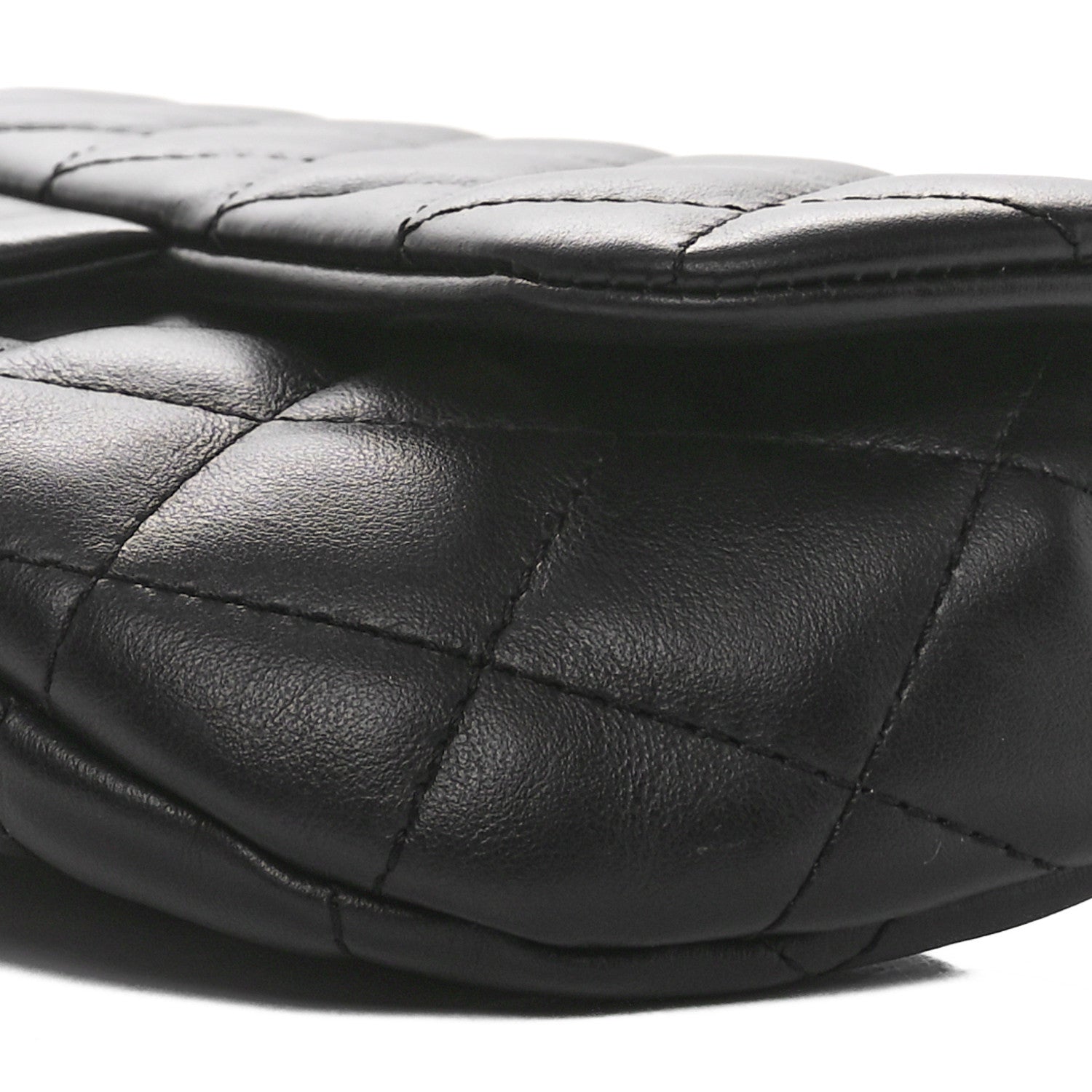 Calfskin Quilted CC Uniform Flap Belt Bag Black