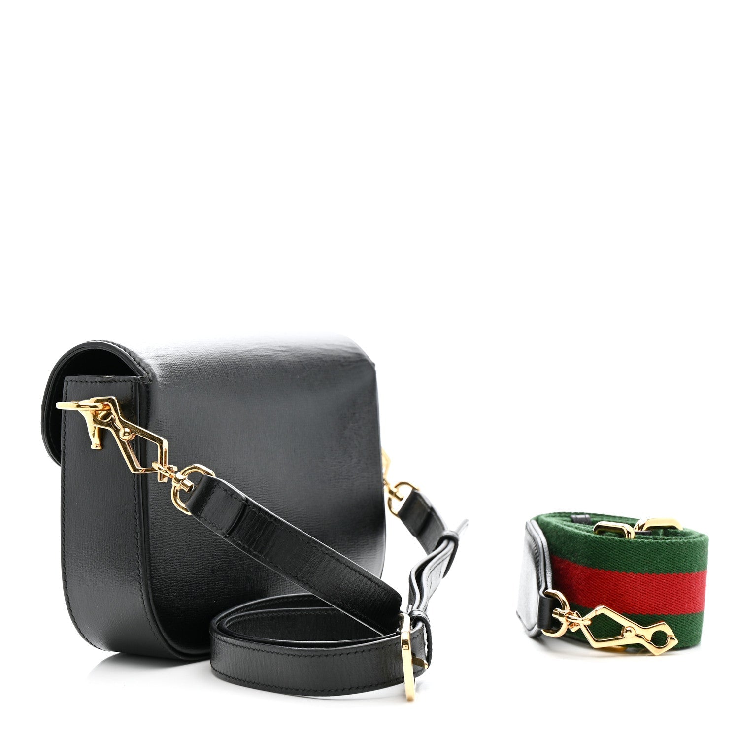 Azalea Calfskin Web Mini Horsebit 1955 Shoulder Bag Black