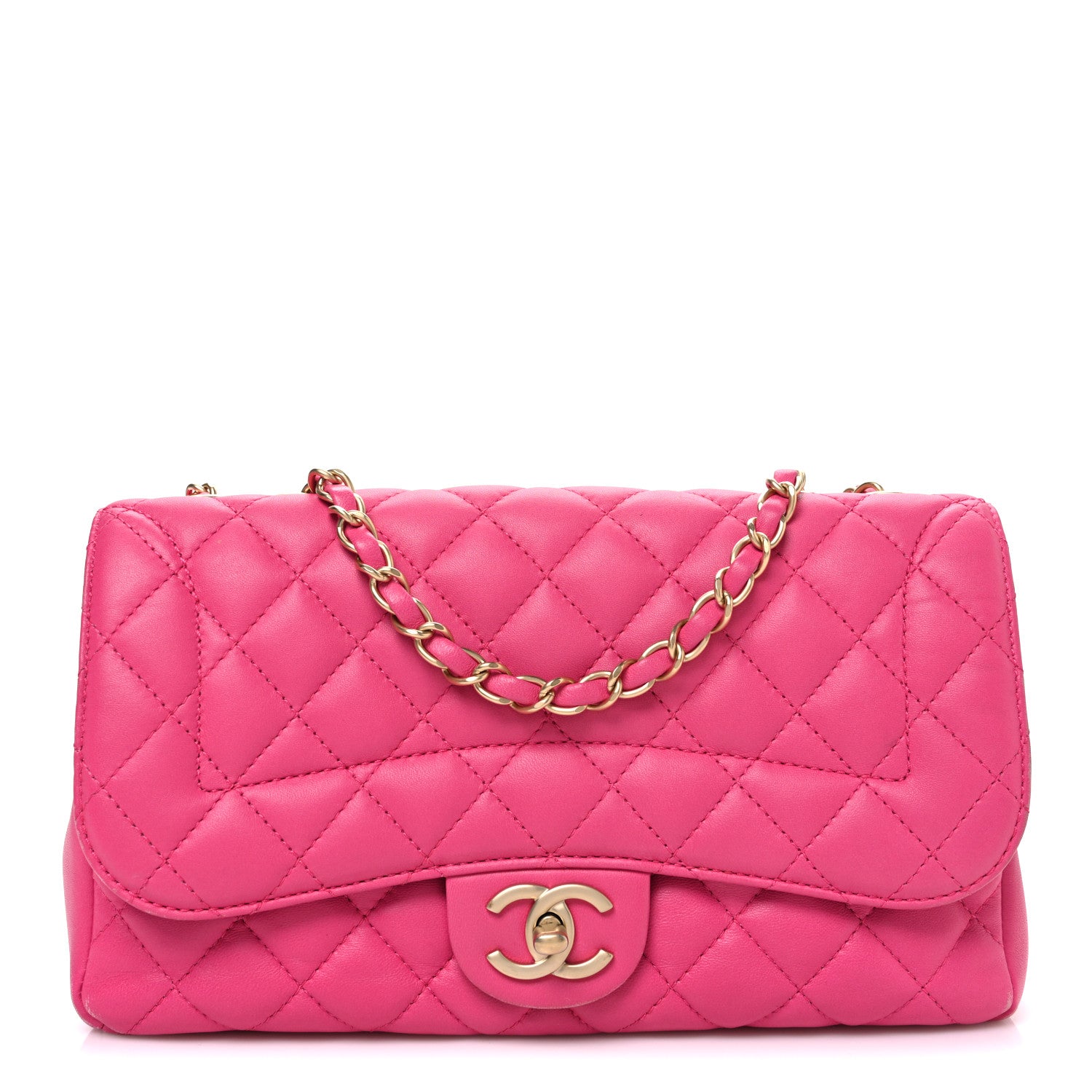 Lambskin Quilted Medium Mademoiselle Chic Flap Fuchsia