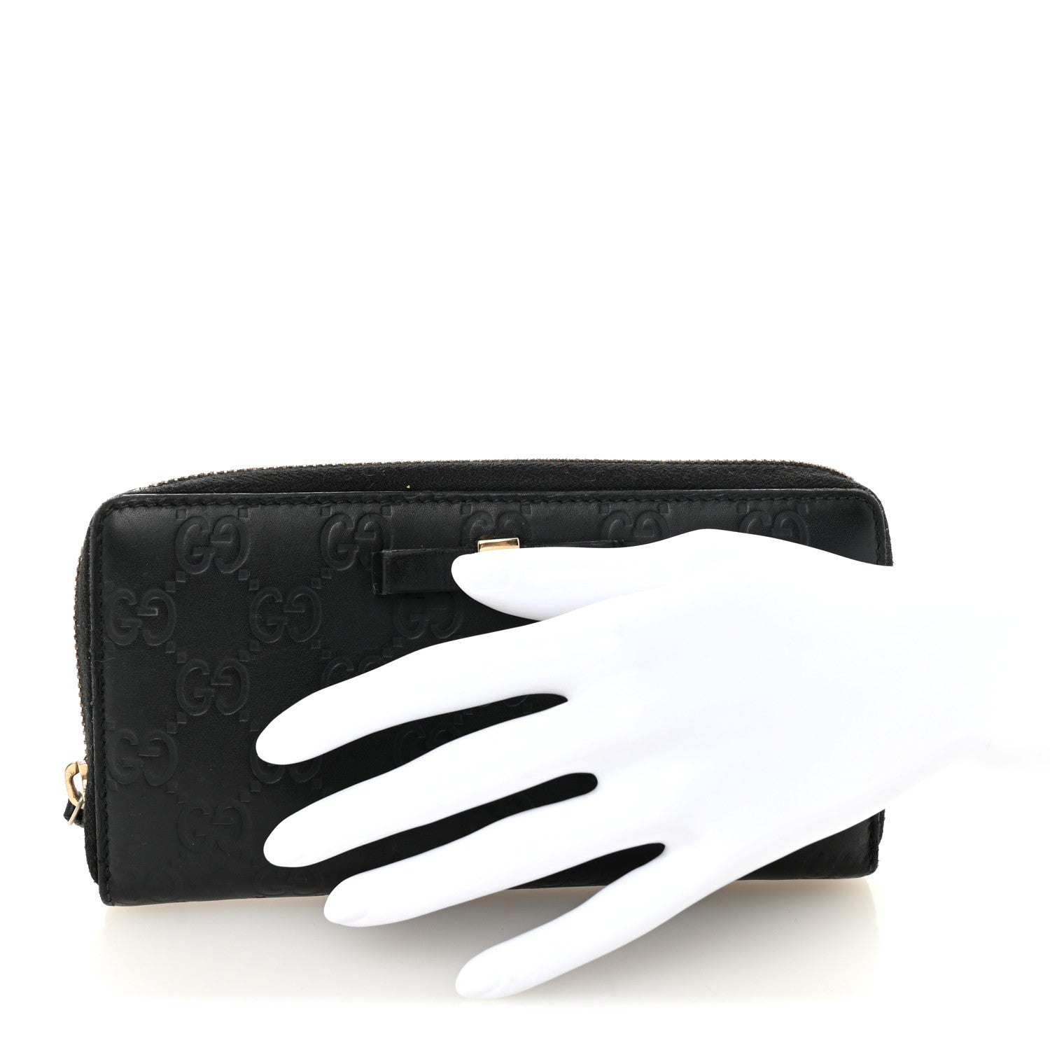 Guccissima Bow Zip Around Wallet Black