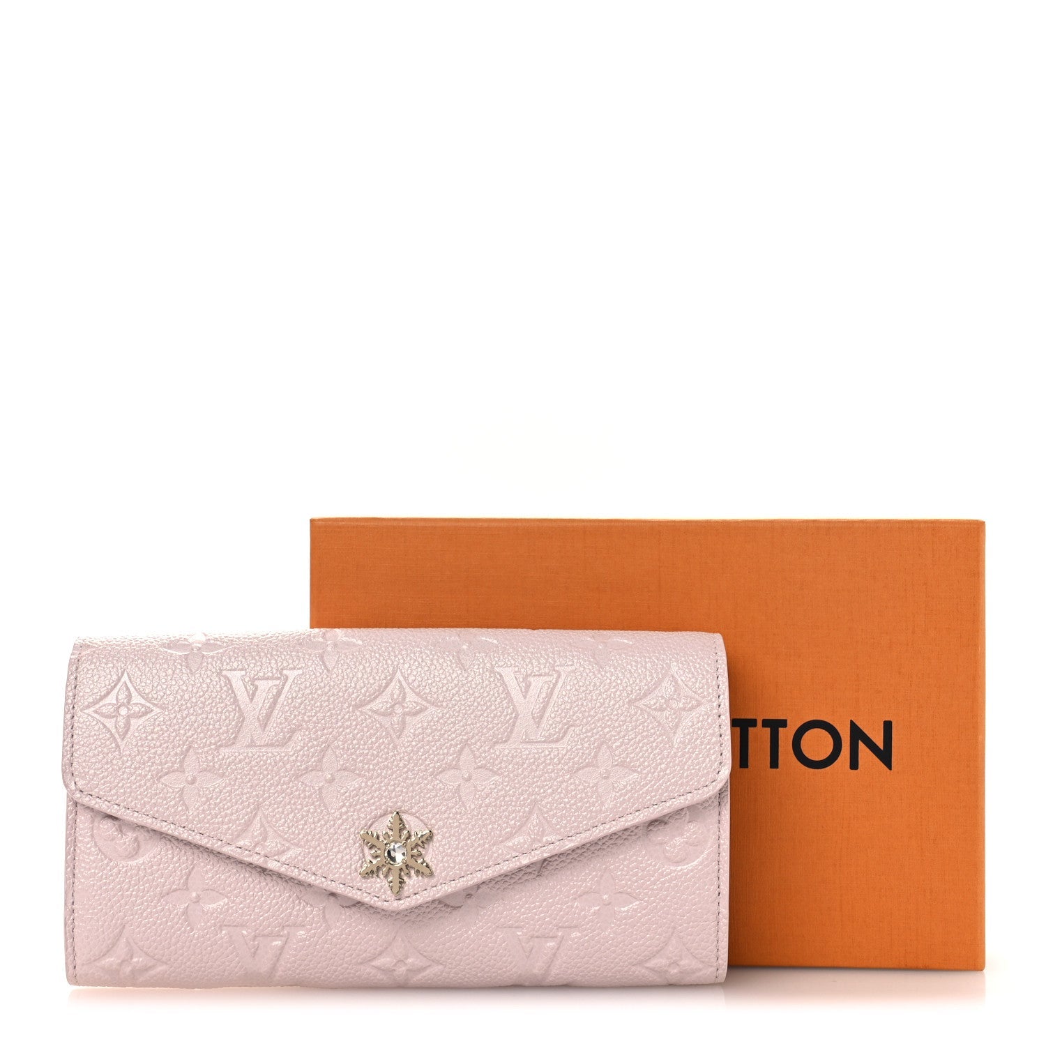 Metallic Empreinte Monogram Crystal Snowflake Sarah Wallet Pearly Lilac