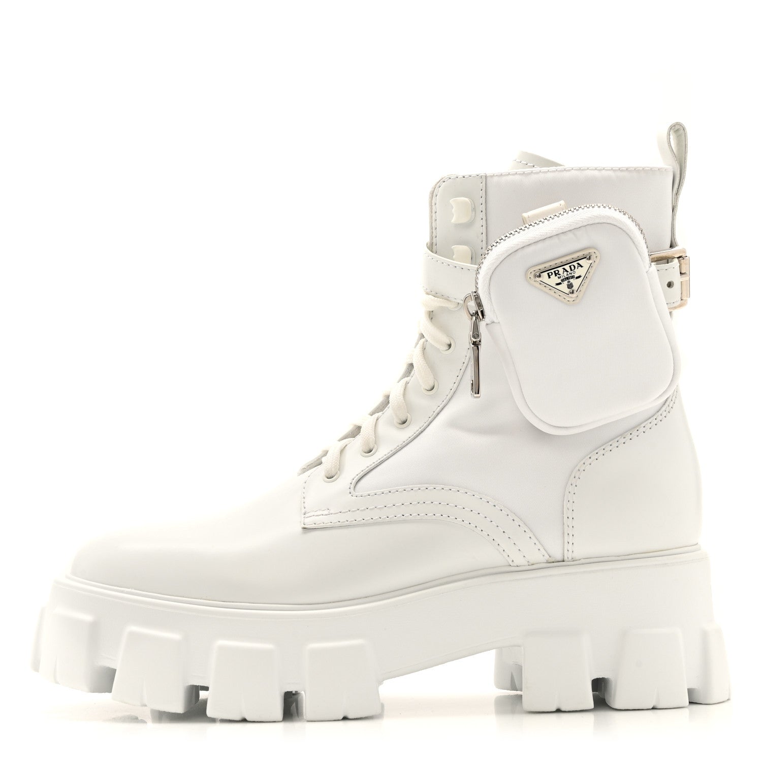 Spazzolato Rois Re-Nylon Metal Triangle Logo Monolith Pouch Pocket 55mm Boots 40 White