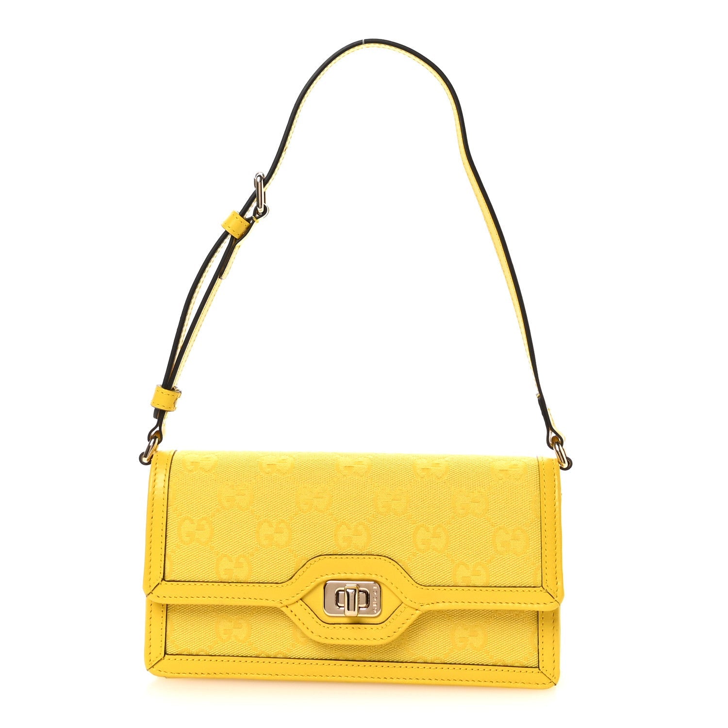 GG Monogram Scratch Lux Calfskin Mini Luce Shoulder Bag Yellow