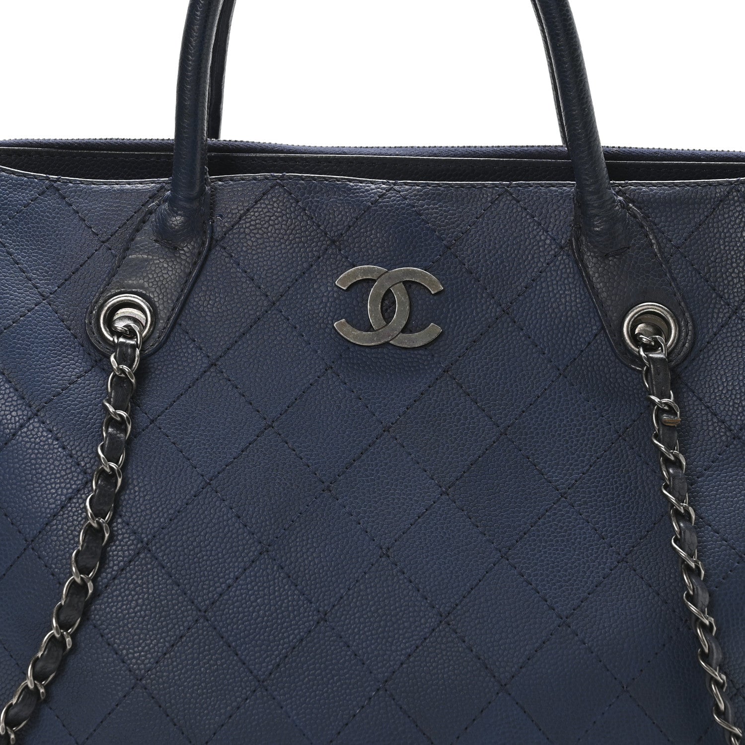 Grained Vegetal Calfskin Urban Shopping Tote Blue