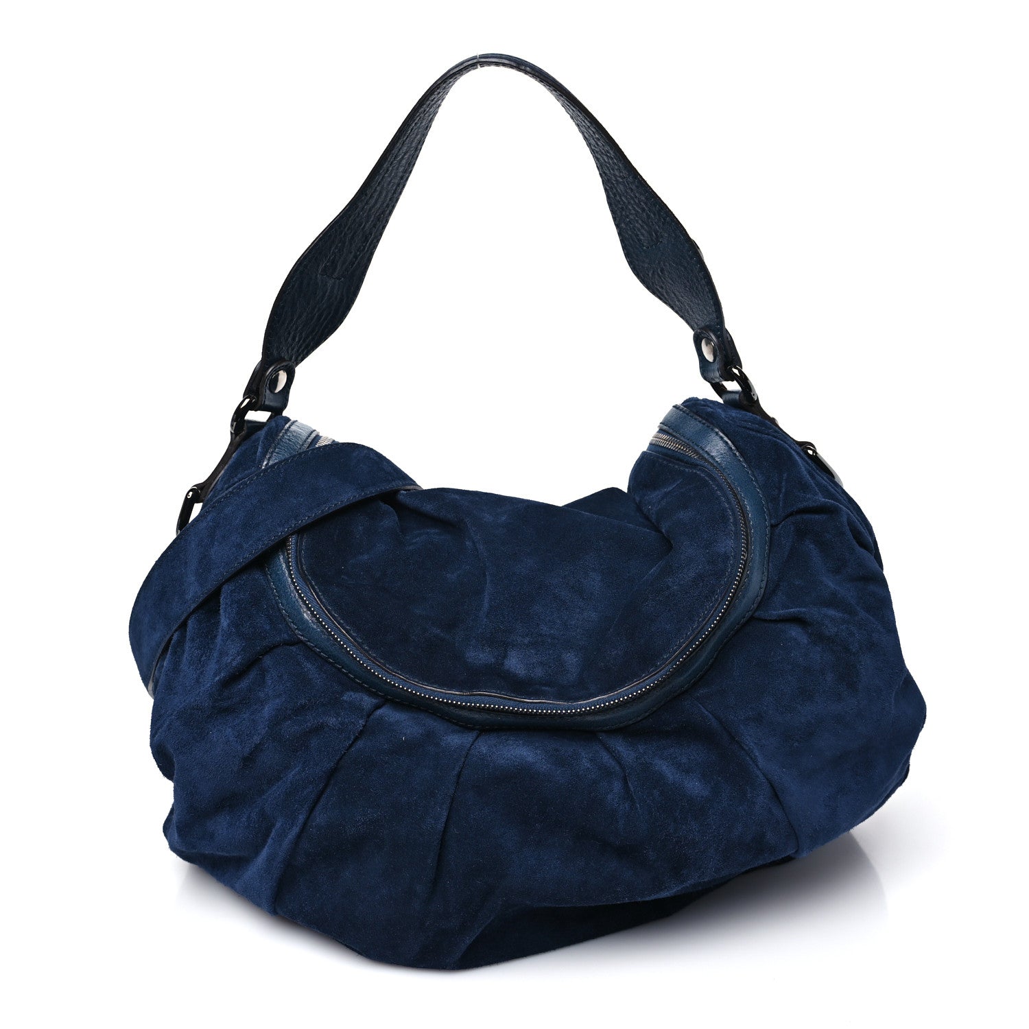 Suede Medium Icon Bit Shoulder Bag Blue