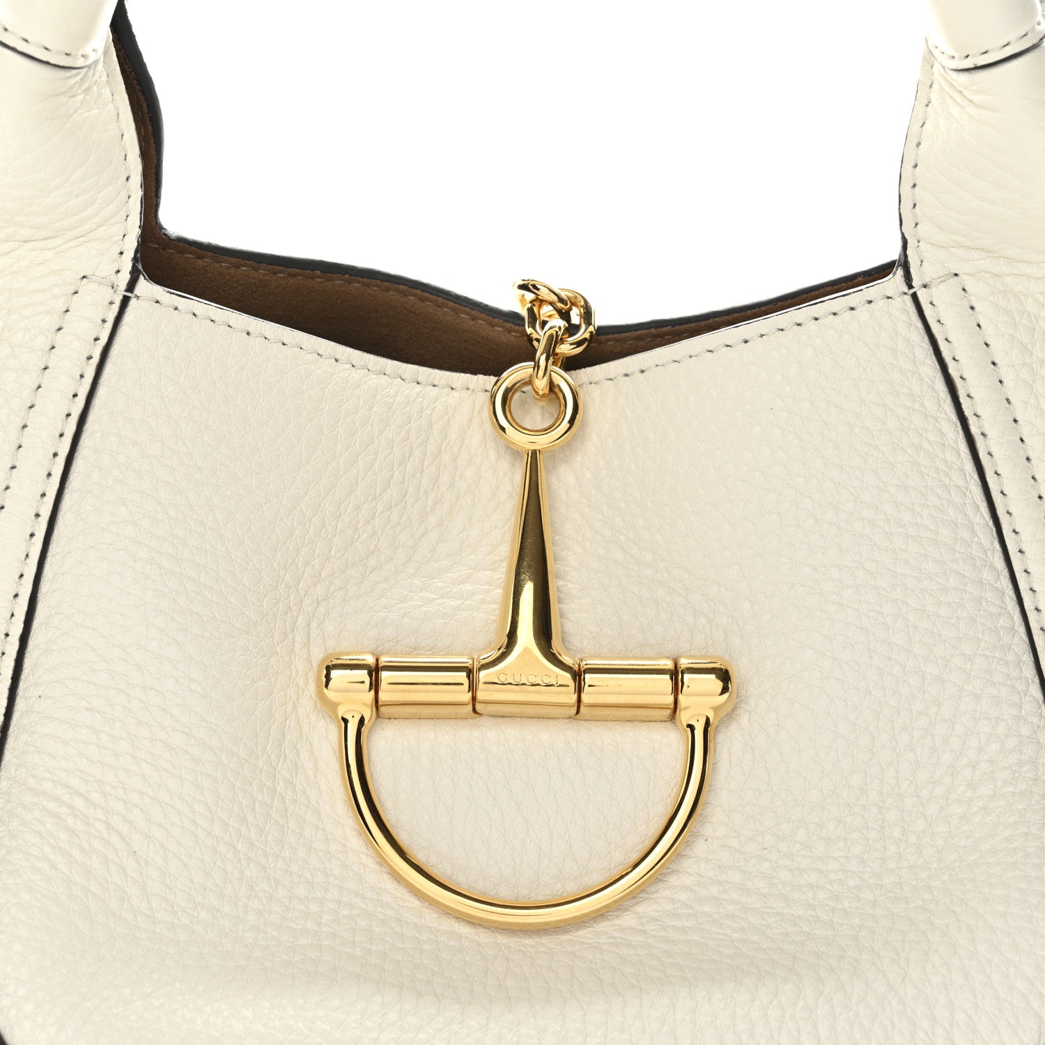 Grained Calfskin Softbit Medium Shoulder Bag White