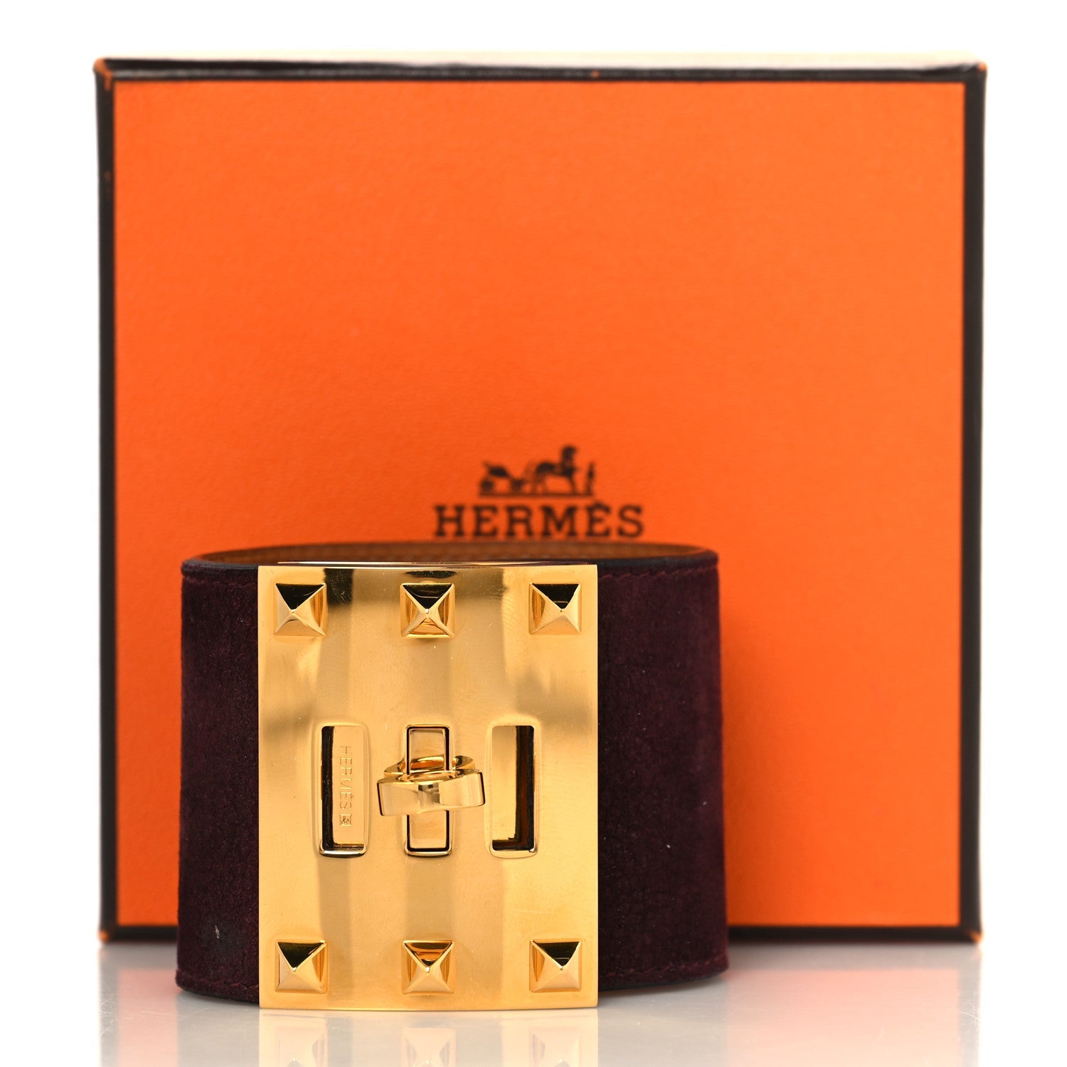 Veau Doblis Suede Kelly Dog Extreme Bracelet S Prune