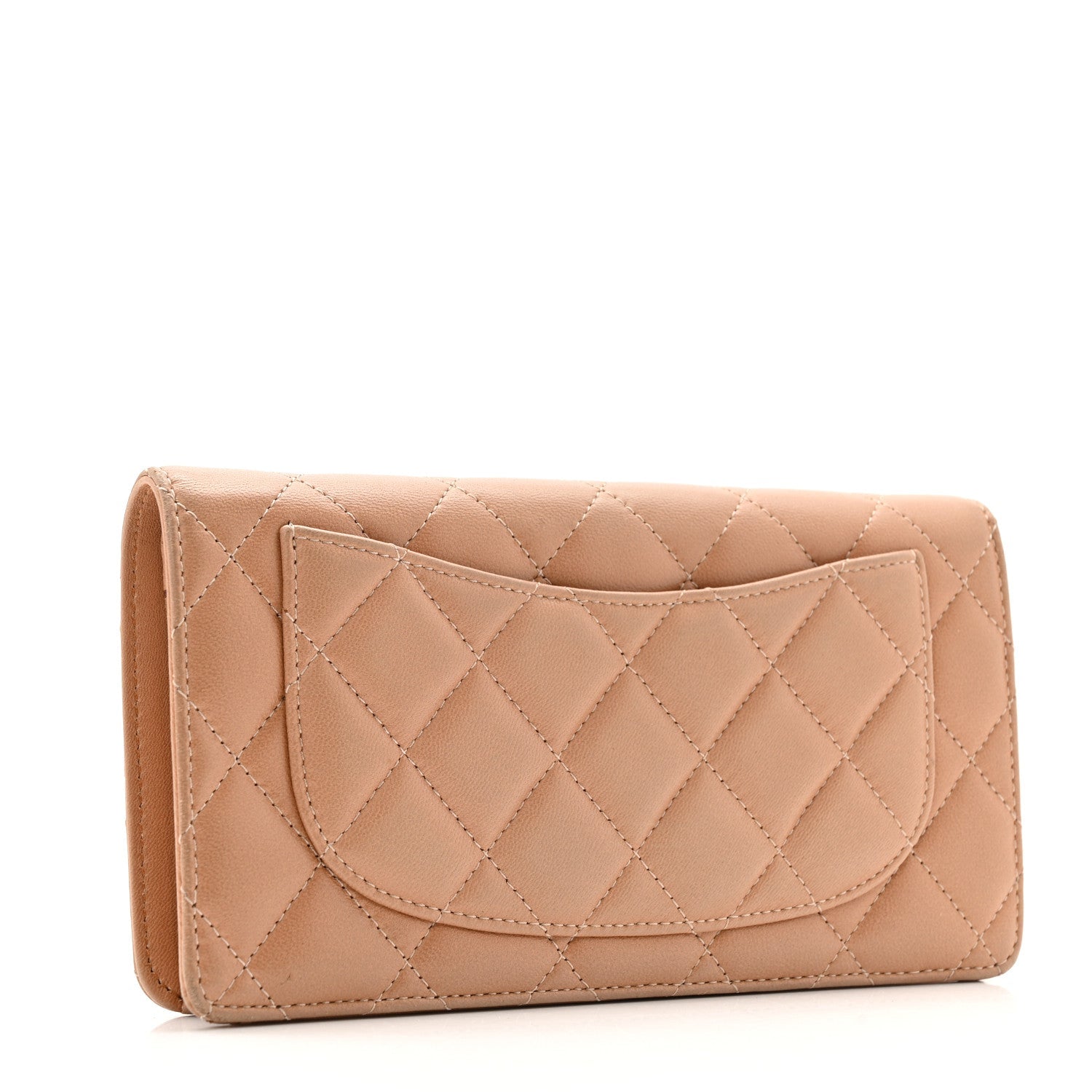 Lambskin Quilted Yen Wallet Beige