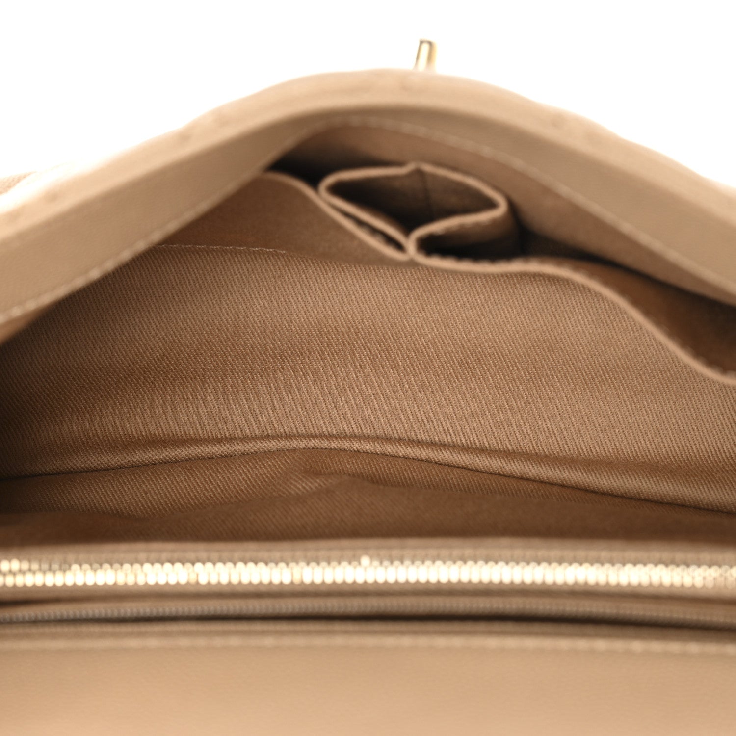 Caviar Quilted Small Coco Handle Flap Beige