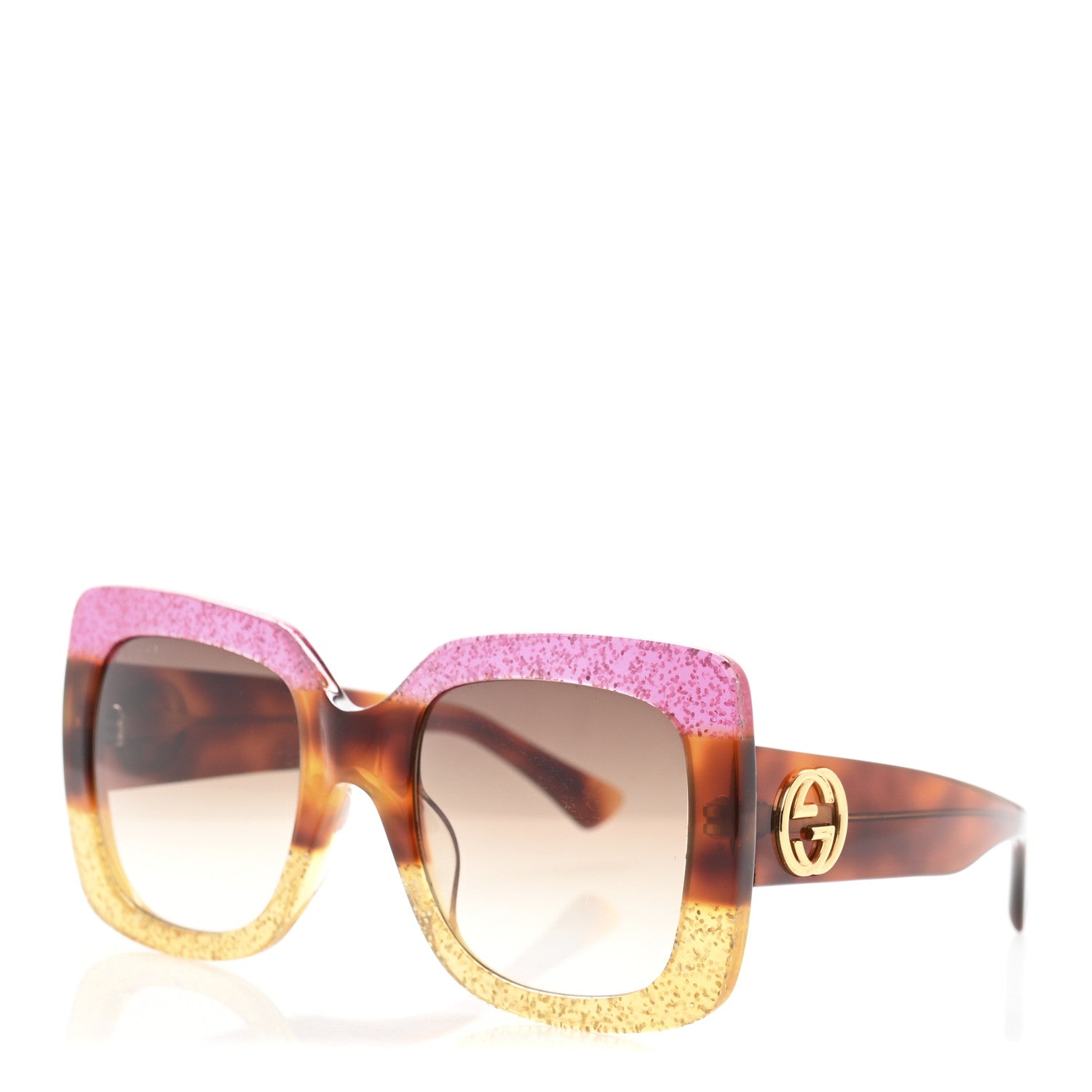 Square Frame GG0083S Sunglasses Glitter Pink Multi
