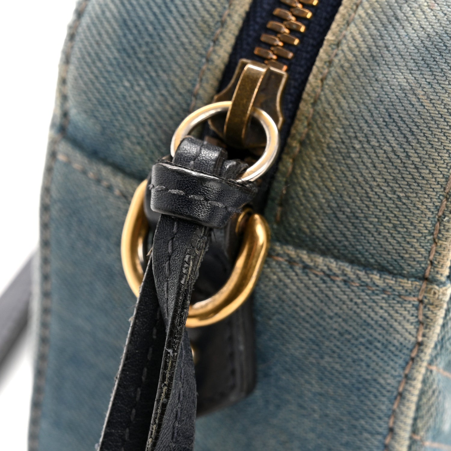 Denim Matelasse Small Pearly GG Marmont Chain Shoulder Bag Blue