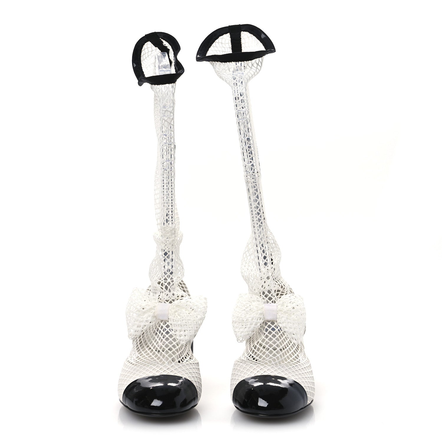 Mesh Kid Suede Patent Mary Jane Short Boots 39 White Black