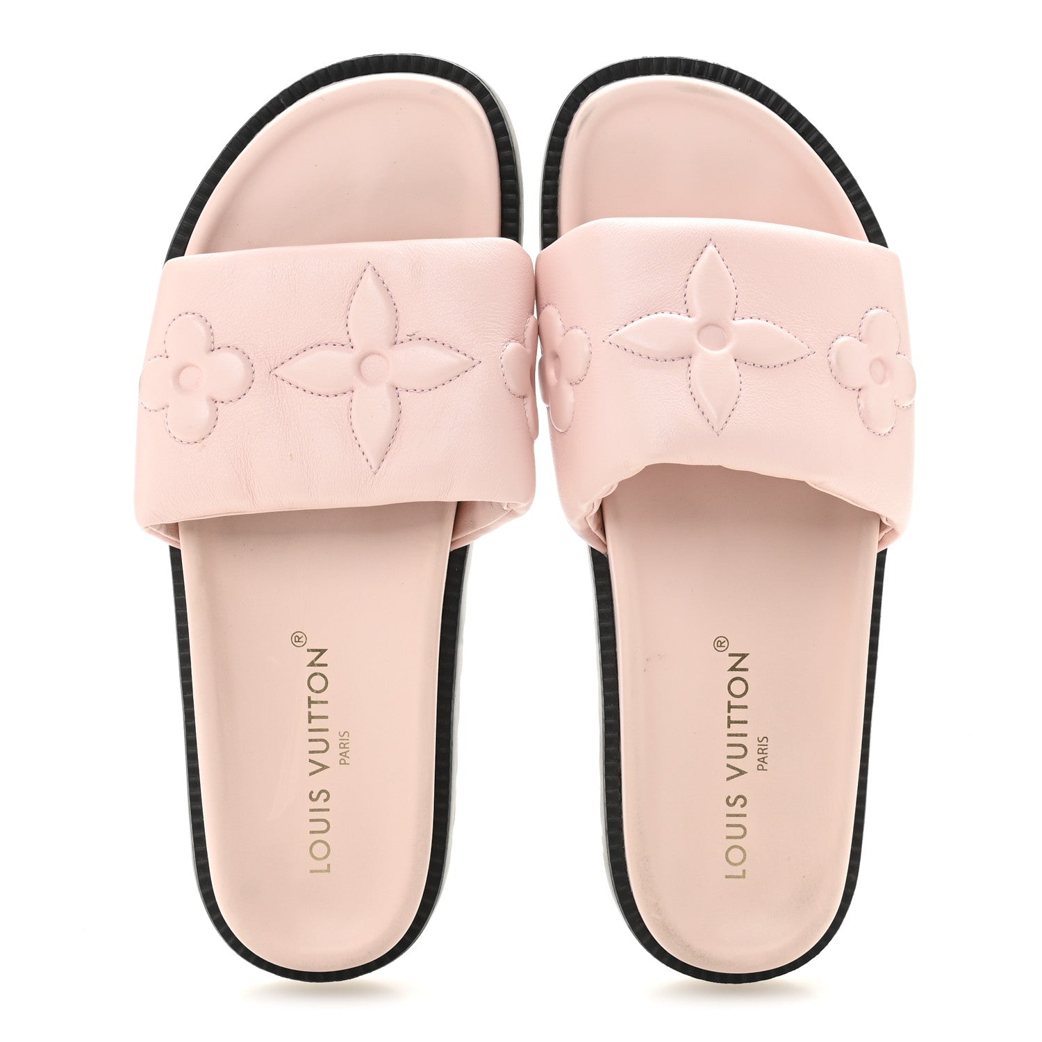 Lambskin Embossed Monogram Comfort Mules 41 Rose Clair