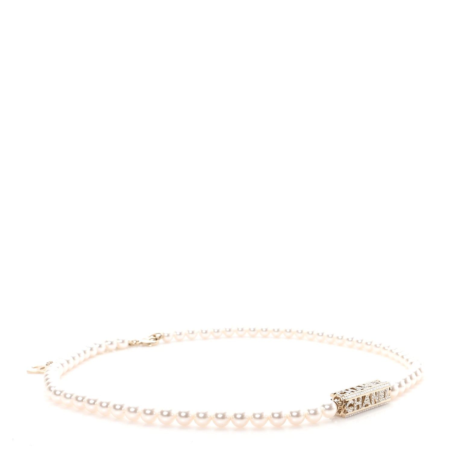 Pearl Crystal CC Logo Belt 80/32 Gold