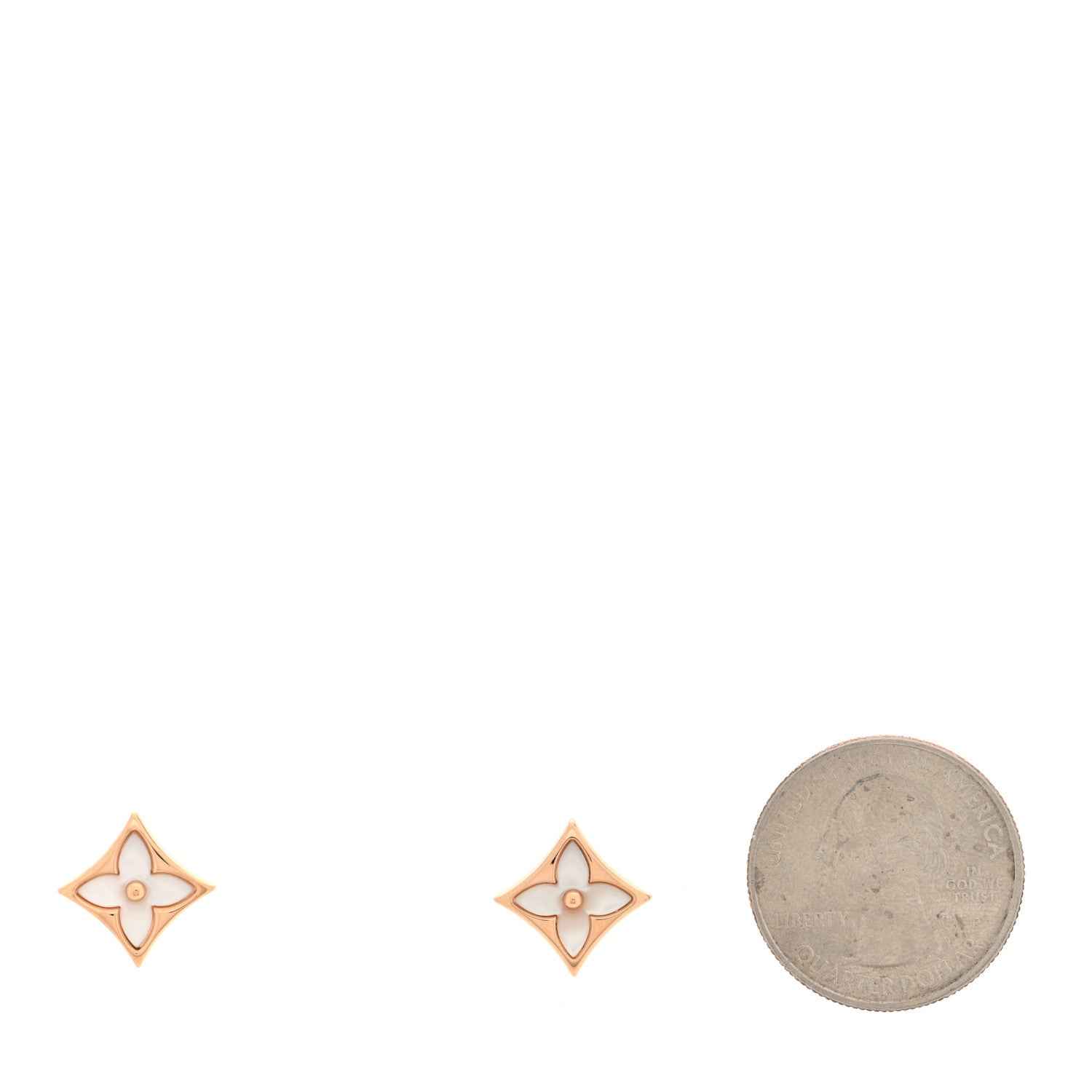 18K Pink Gold Mother of Pearl Color Blossom Star Stud Earrings