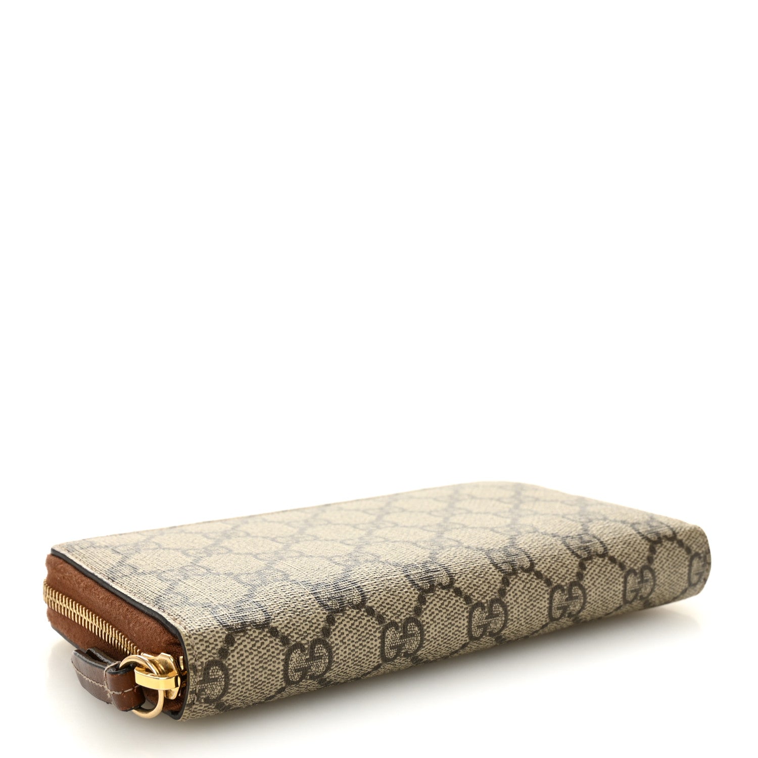 GG Supreme Monogram Cuoio Toscano Zip Around Wallet Beige Ebony Cuir