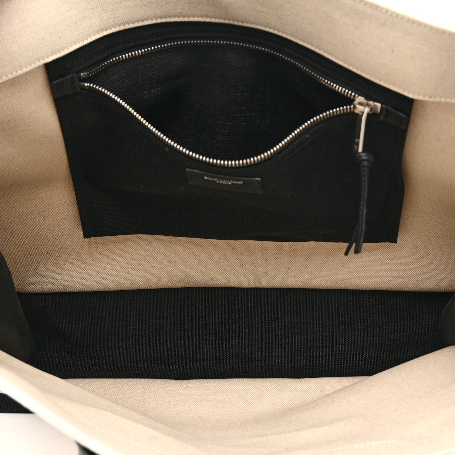 Linen Calfskin Rive Gauche Tote White Black