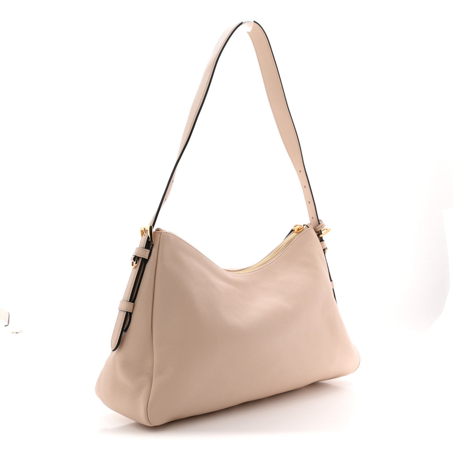 Soft Calfskin Large Aimée Shoulder Bag Travertine