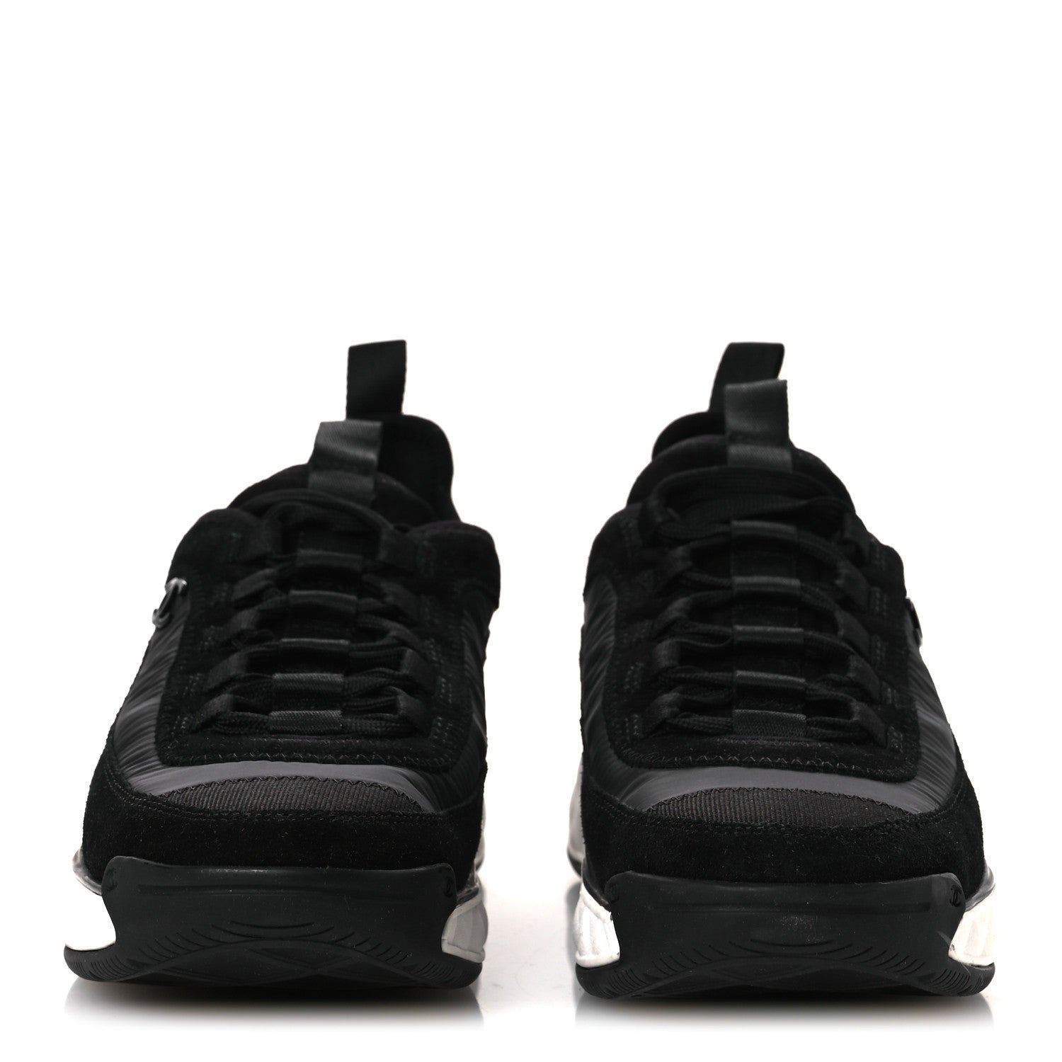 Velvet Calfskin Mixed Fibers CC Sneakers 37 Black