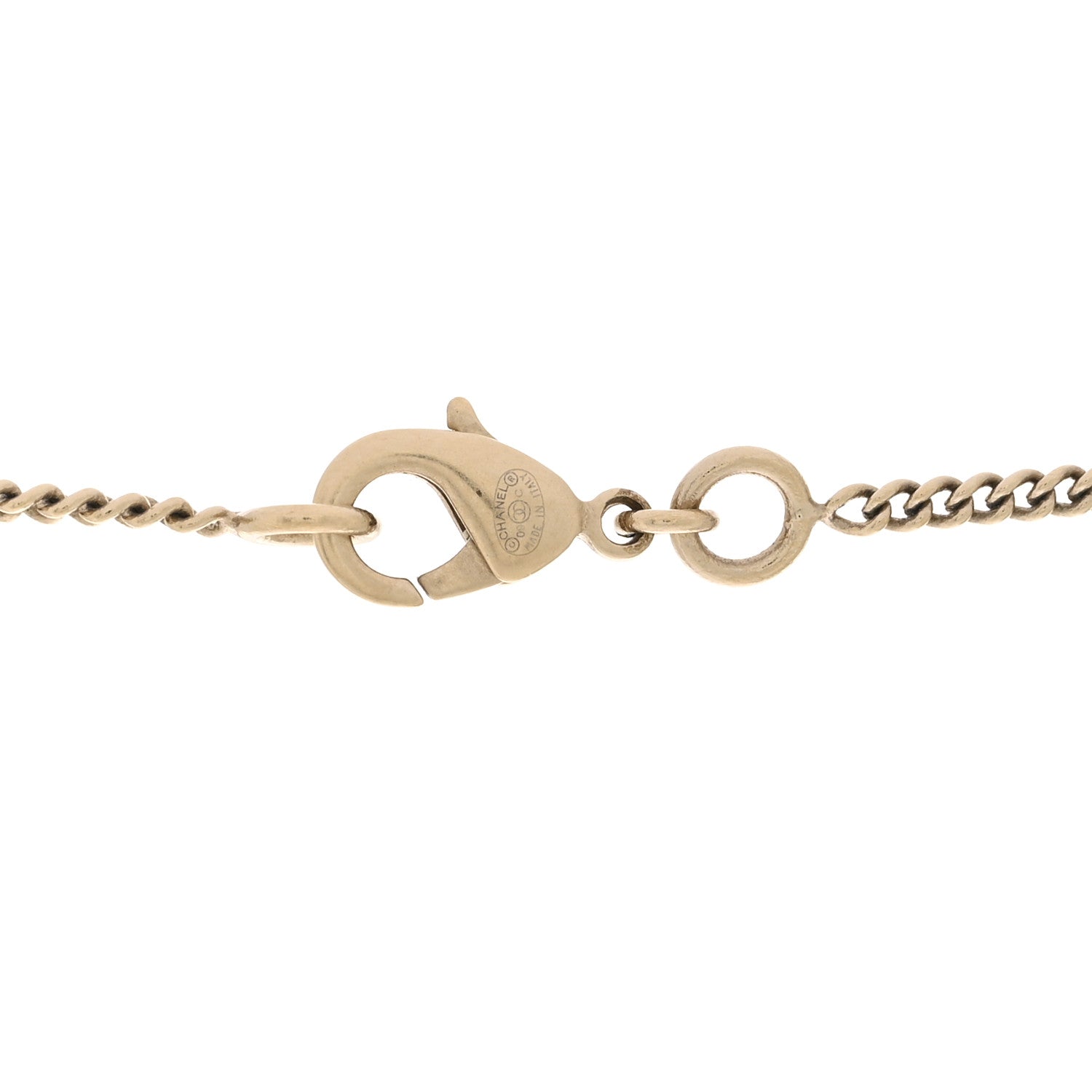 Satin Metal Chain CC Heart Necklace Black Gold