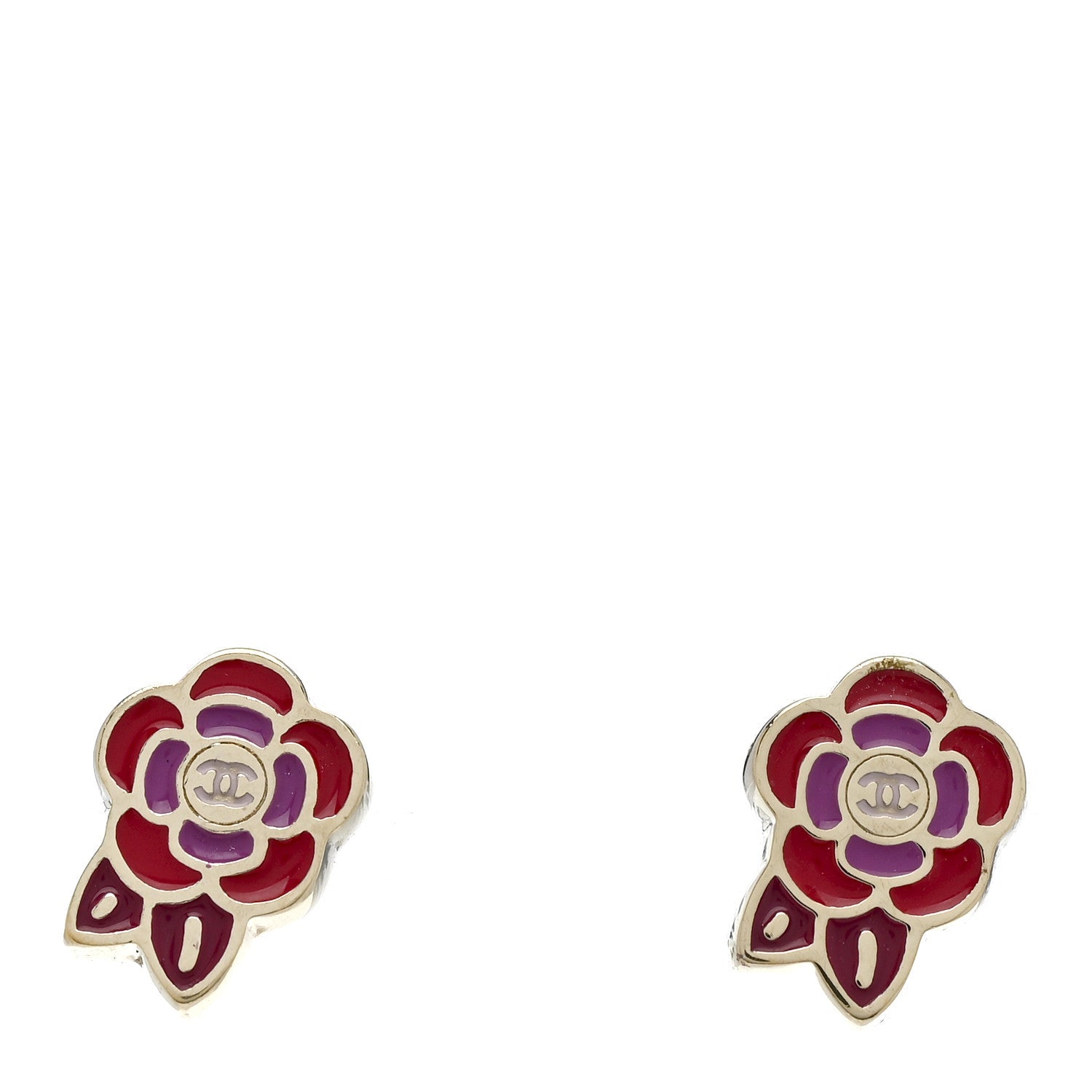 Enamel CC Camellia Earrings Multicolor