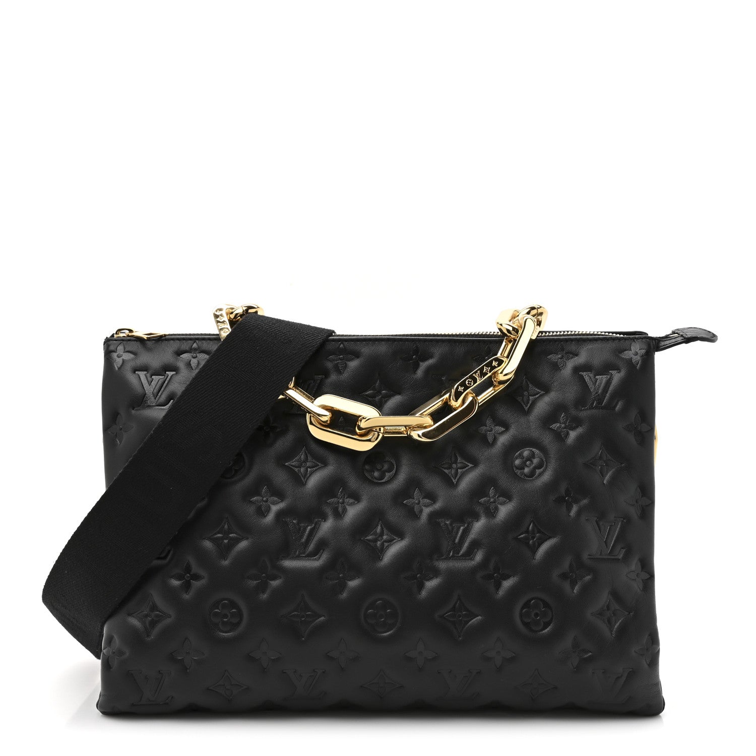 Lambskin Embossed Monogram Coussin MM Black