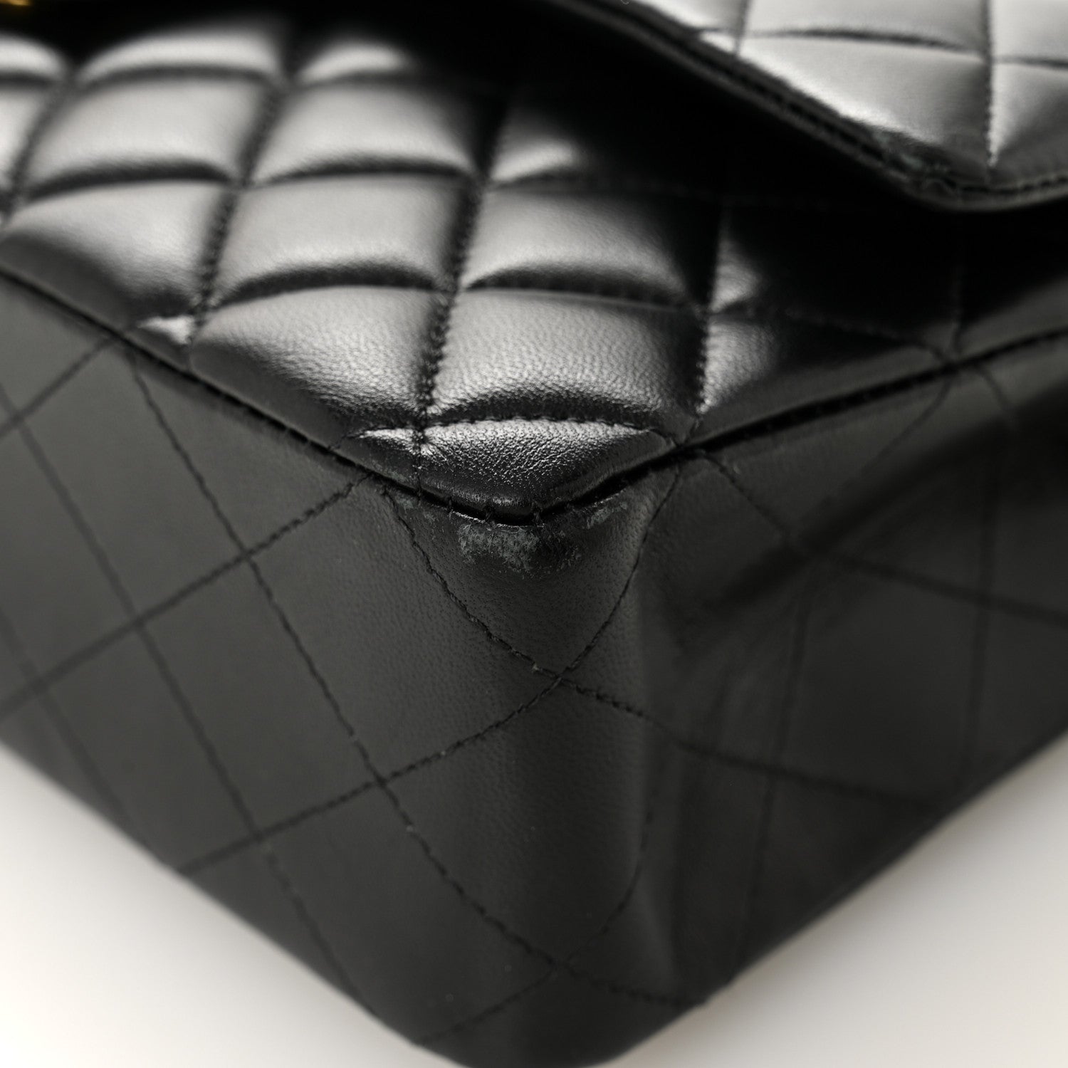 Lambskin Quilted Medium Double Flap Black