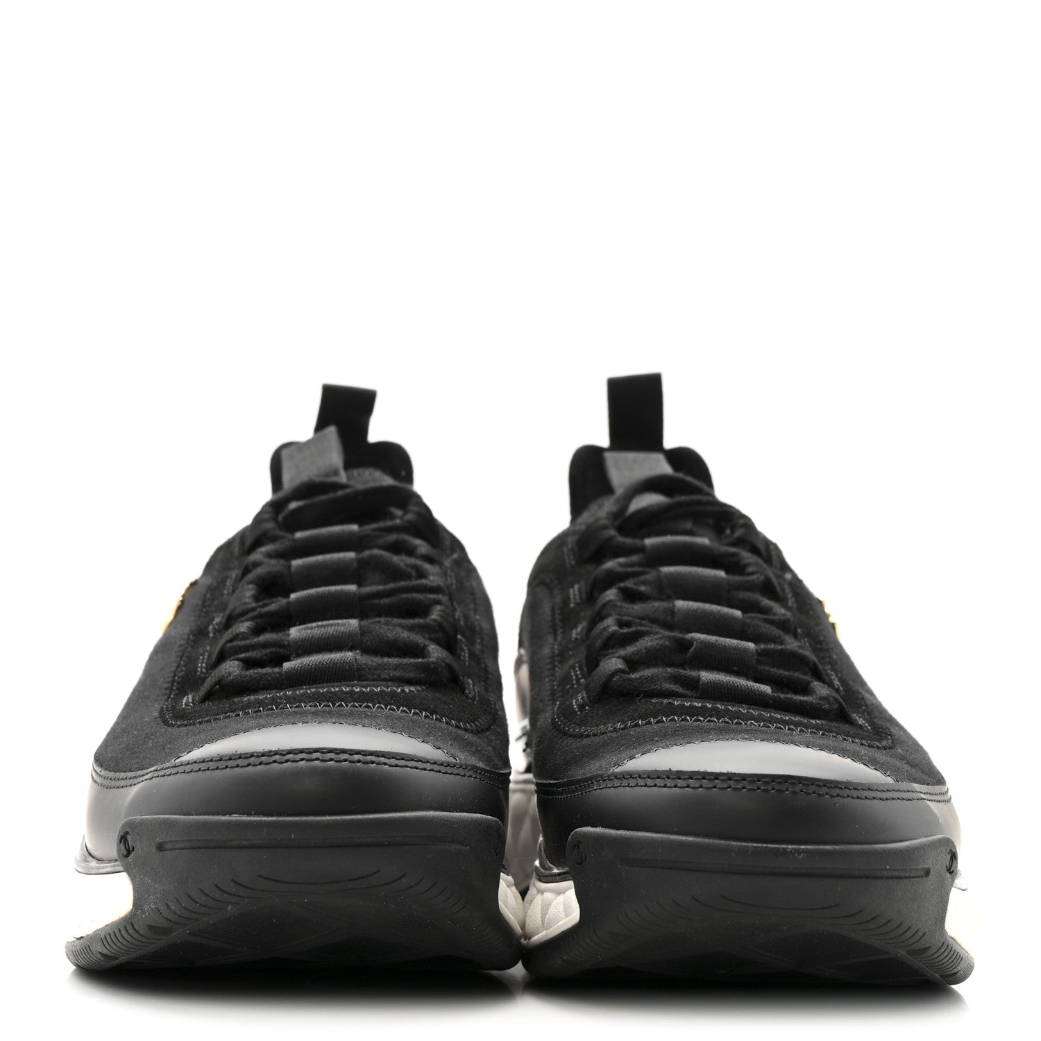 Velvet Calfskin Mixed Fibers CC Sneakers 39.5 Black