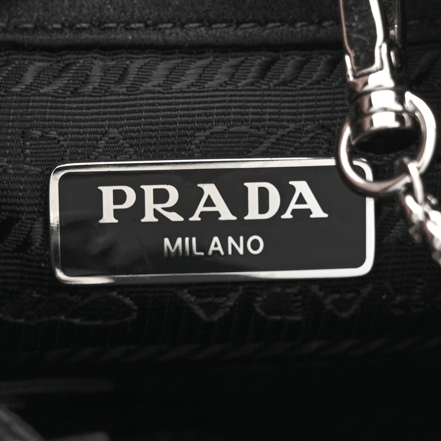 Satin Crystal Metal Triangle Logo Mini Drawcord Pouch Shoulder Bag Cristal