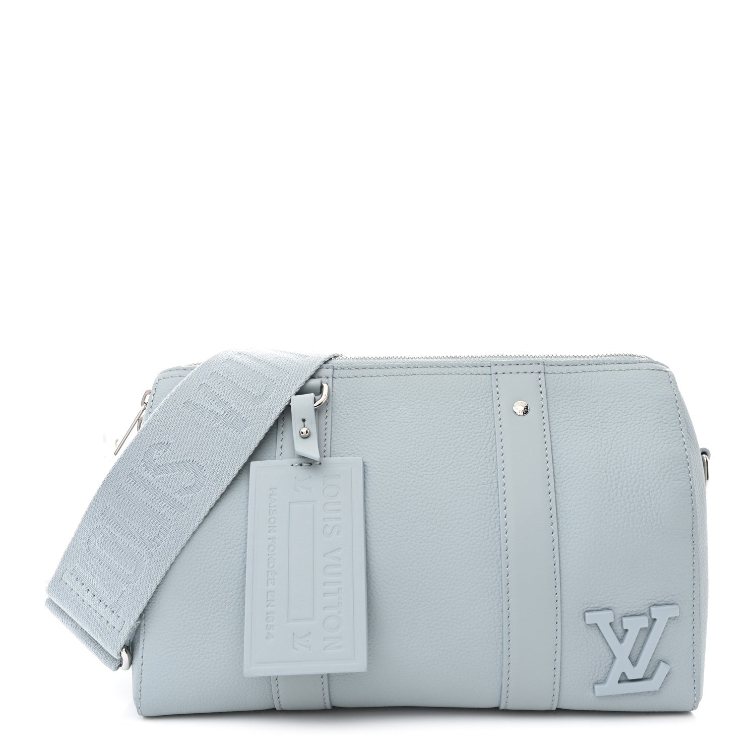 Grained Calfskin Aerogram City Keepall Cloud Blue