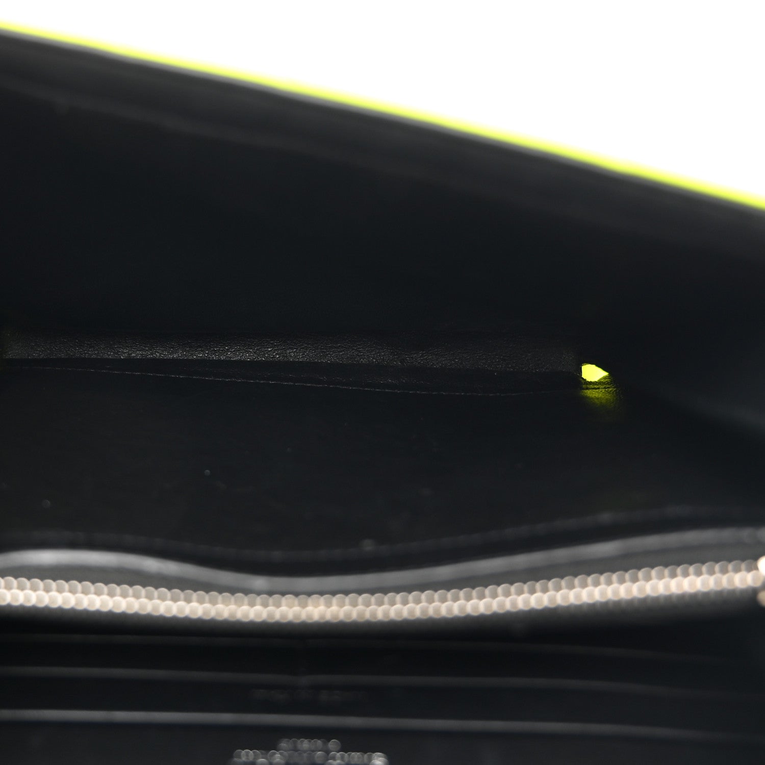 Patent Calfskin Matelasse Monogram Vicky Chain Wallet Neon Yellow
