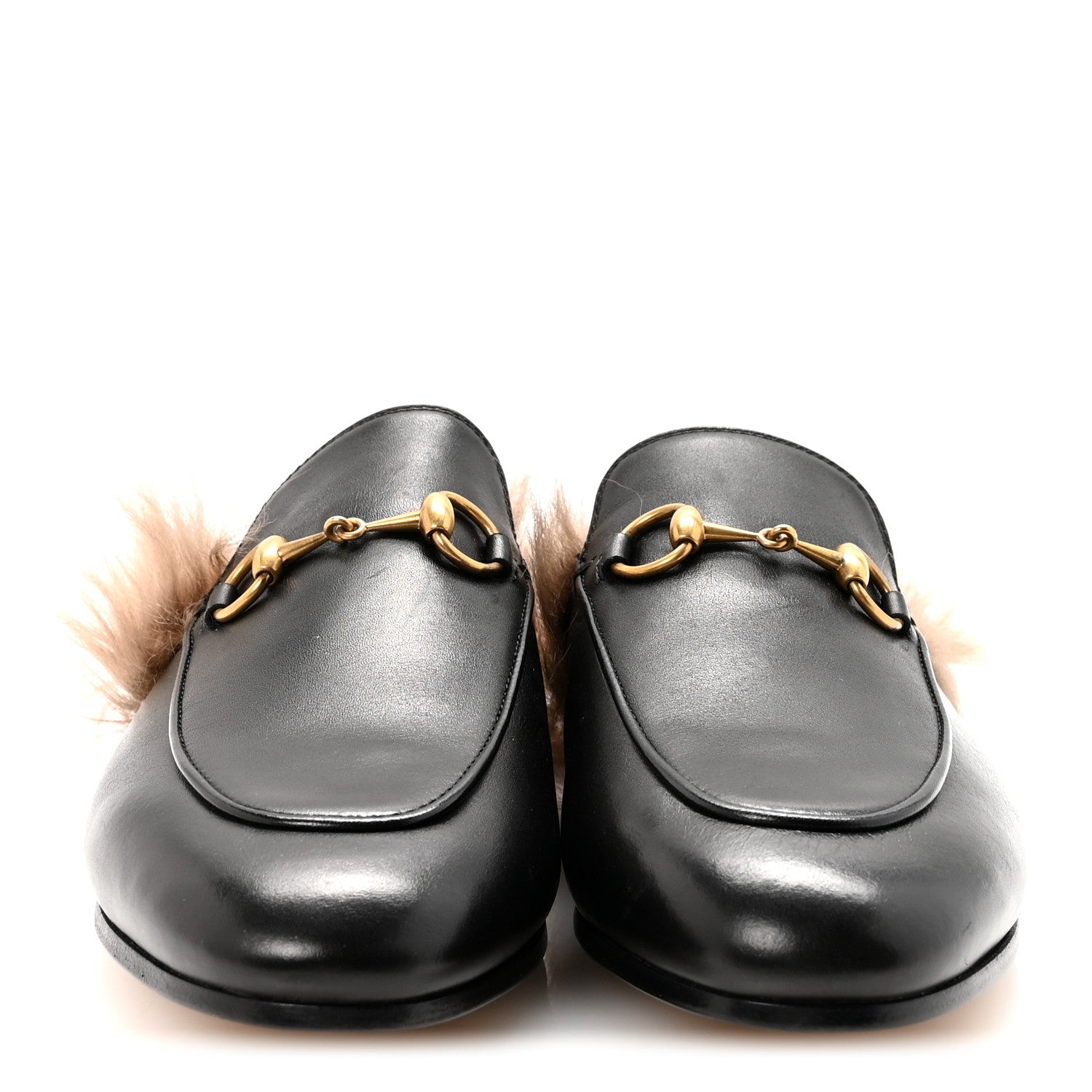 Calfskin Fur Womens Princetown Slippers 36 Black