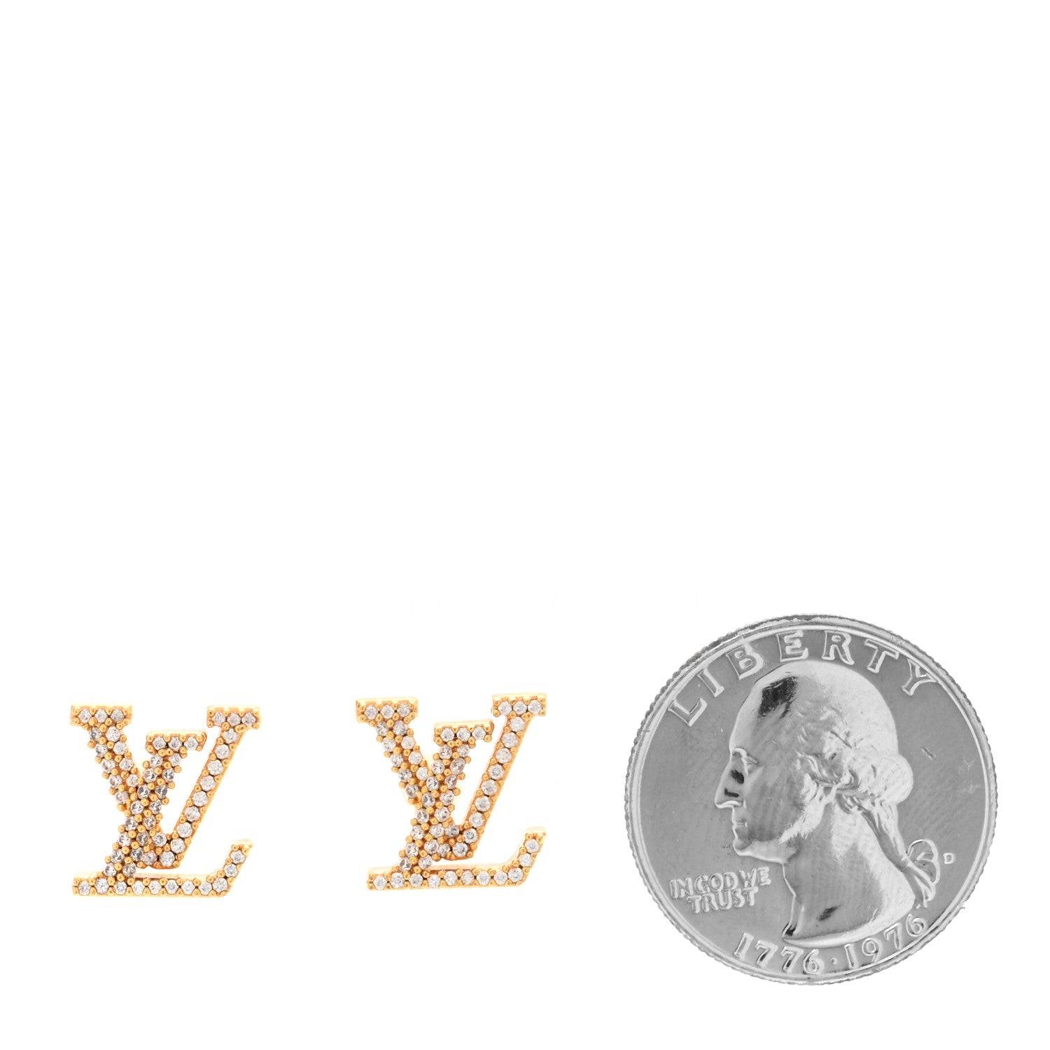 Metal Crystal LV Iconic Earrings Gold