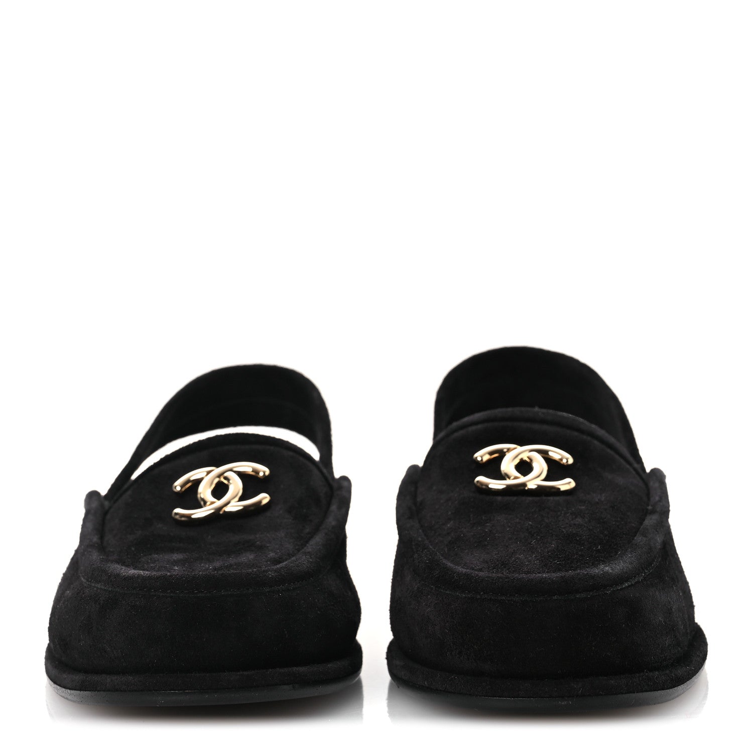 Suede Calfskin CC Slingback Loafers 37.5 Black