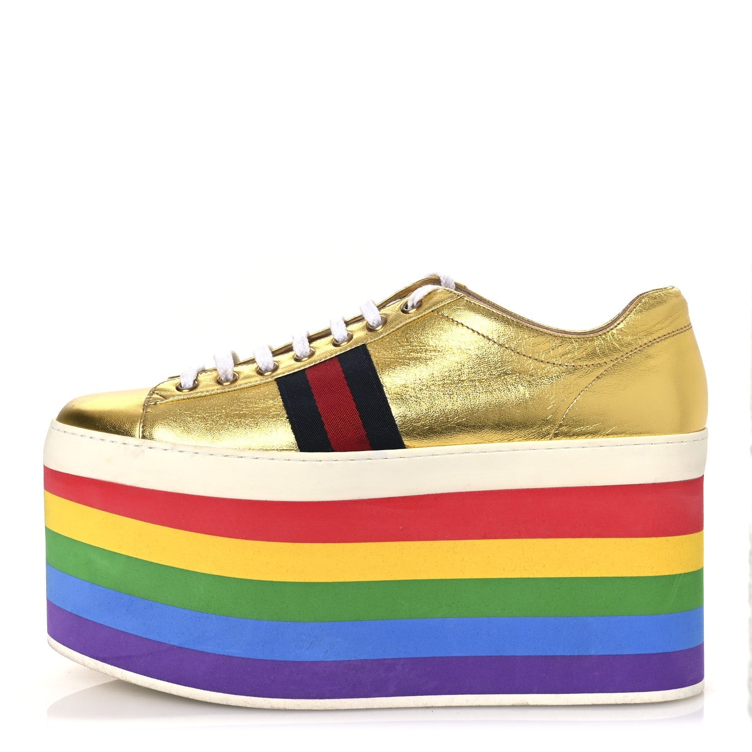 Metallic Nappa Peggy Platform Sneakers 40 Oro Vecchio