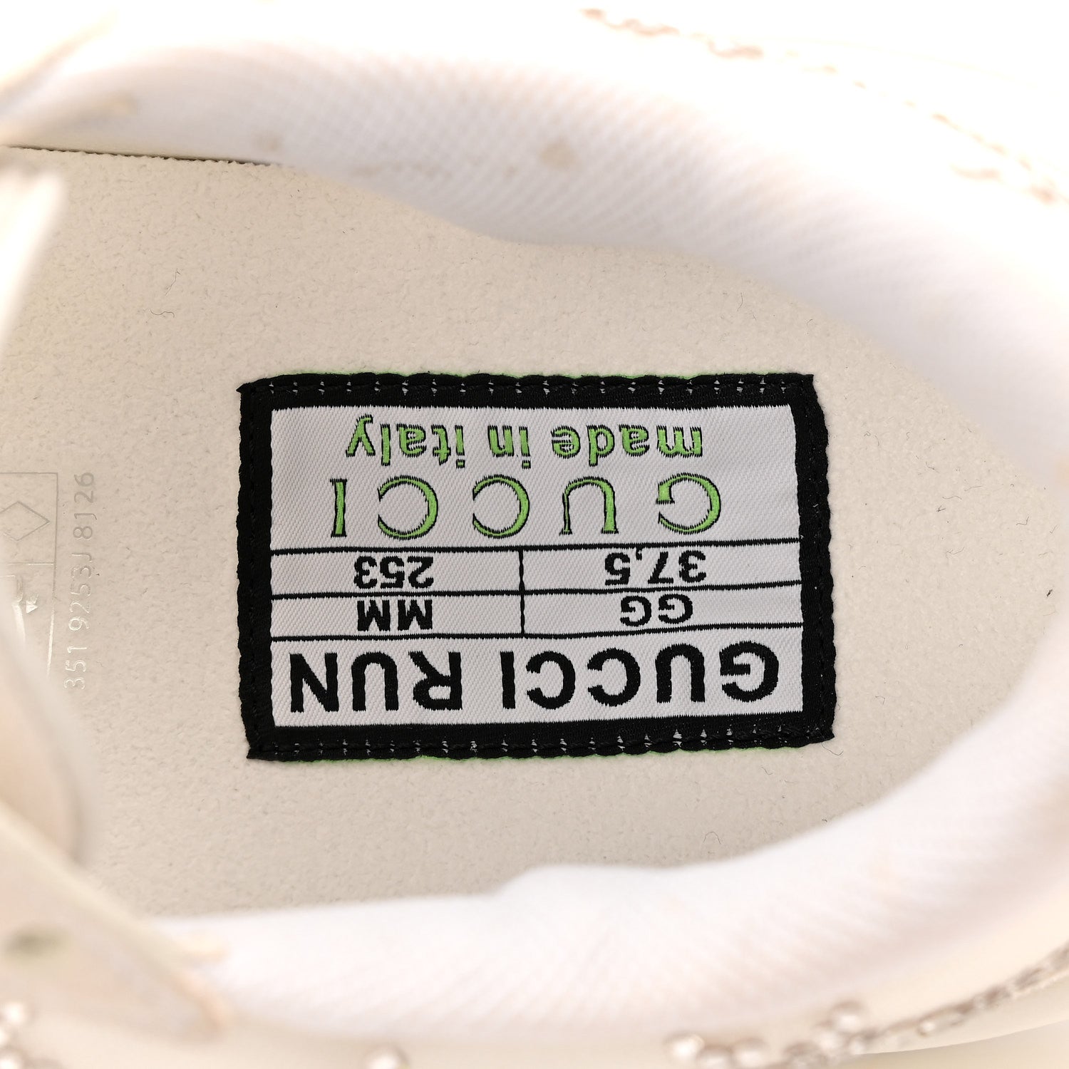 Tela Retino Mesh Crystal Suede GG Monogram Womens Gucci Run Sneakers 37.5 Off White Silver
