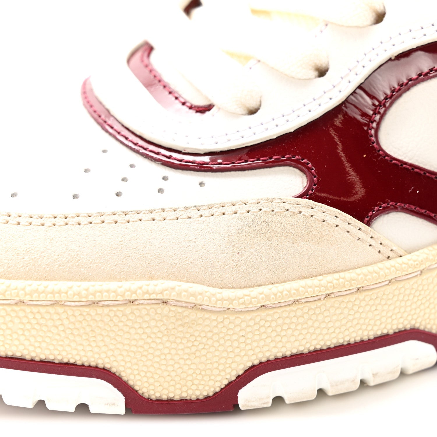 Calfskin Suede Womens Re-Web Sneakers  38 White Red