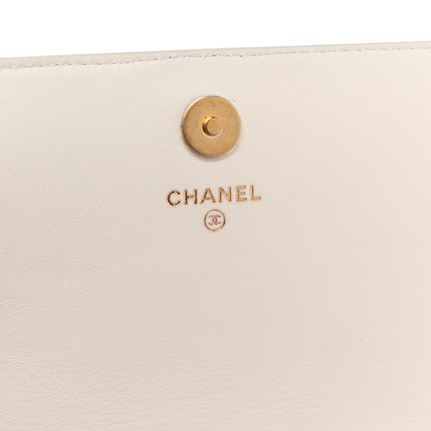 Calfskin Quilted Enchained Clutch White