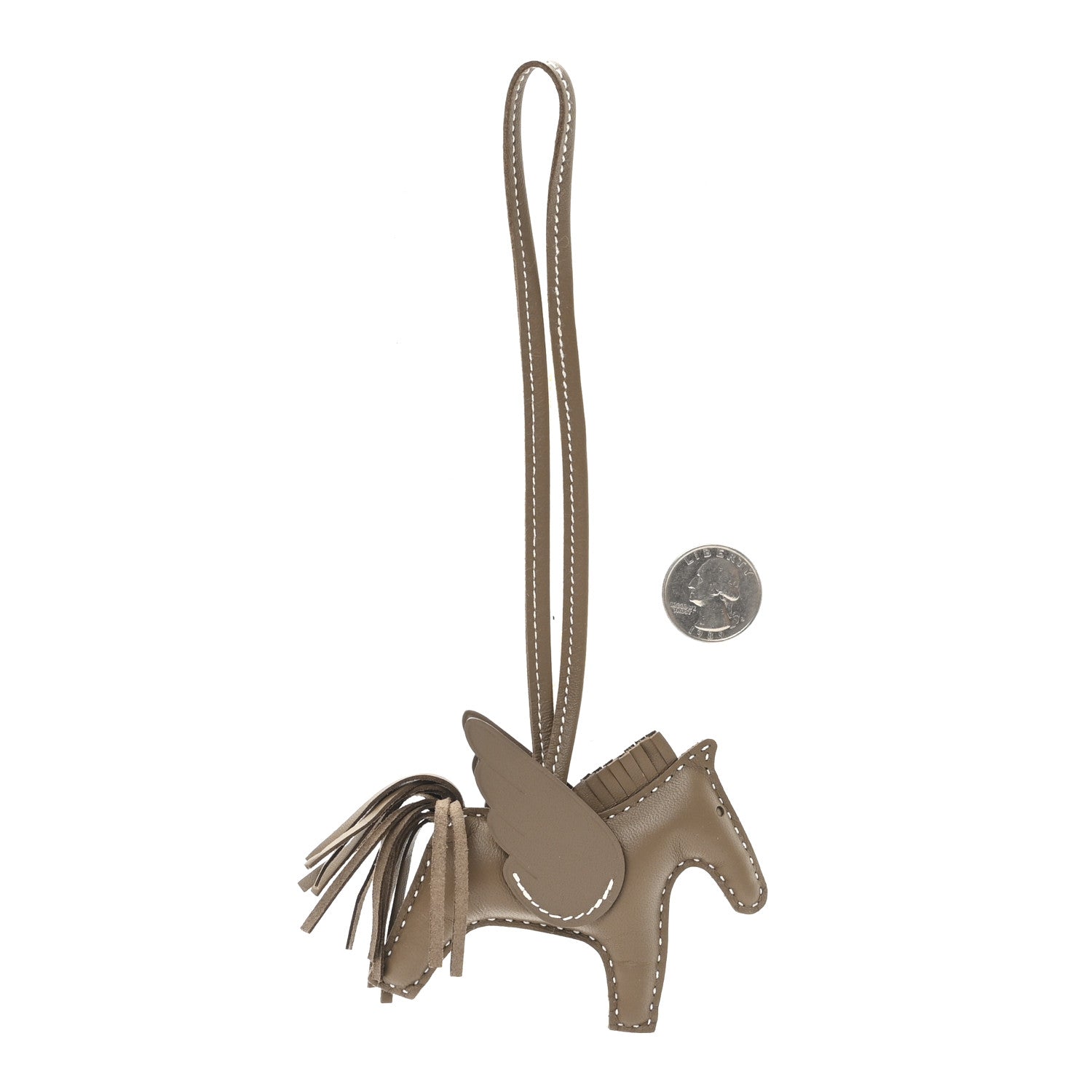 Milo Lambskin Grigri Rodeo Pegase Horse Bag Charm PM Etoupe