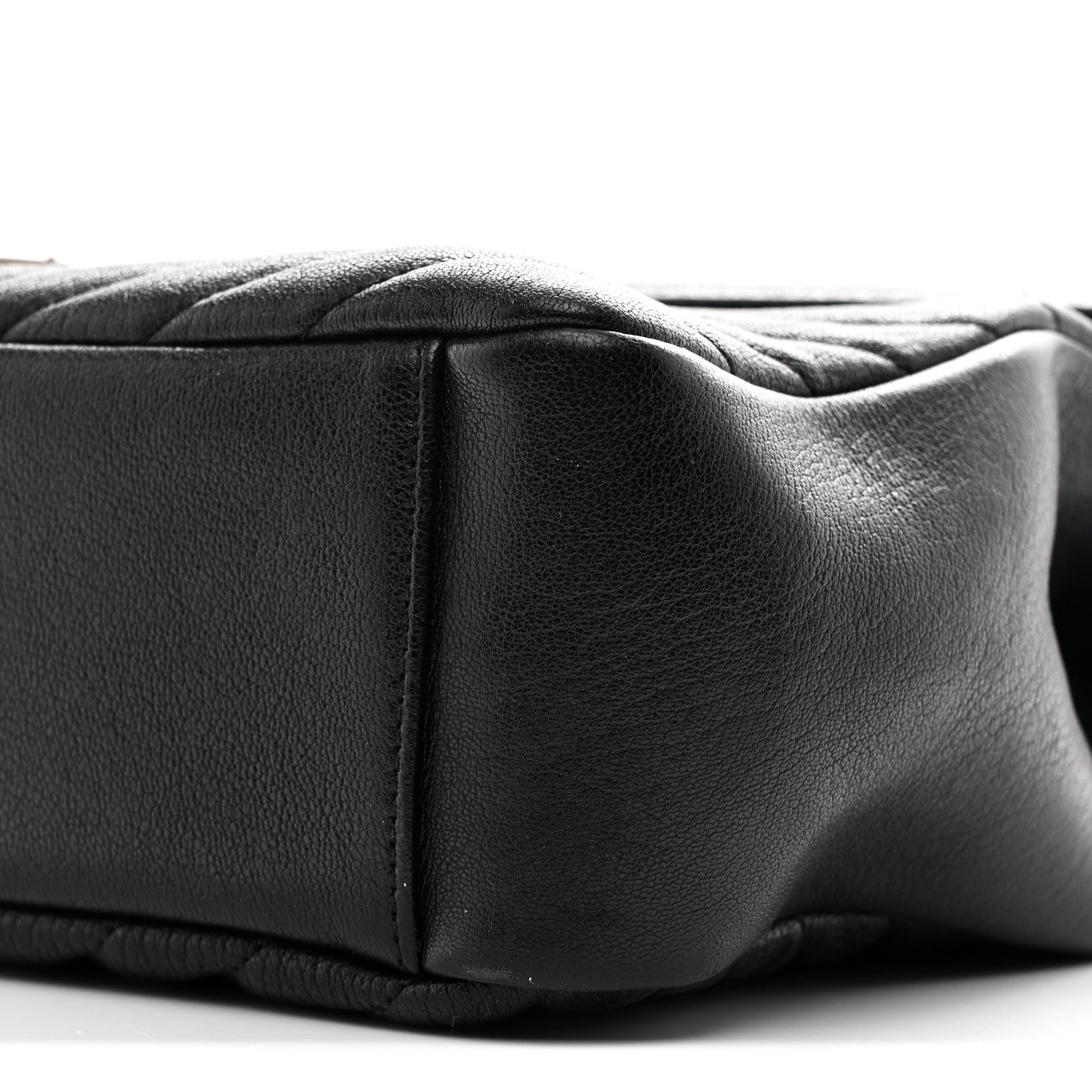 Sheepskin Matelasse Chevron Monogram Large College Satchel Black