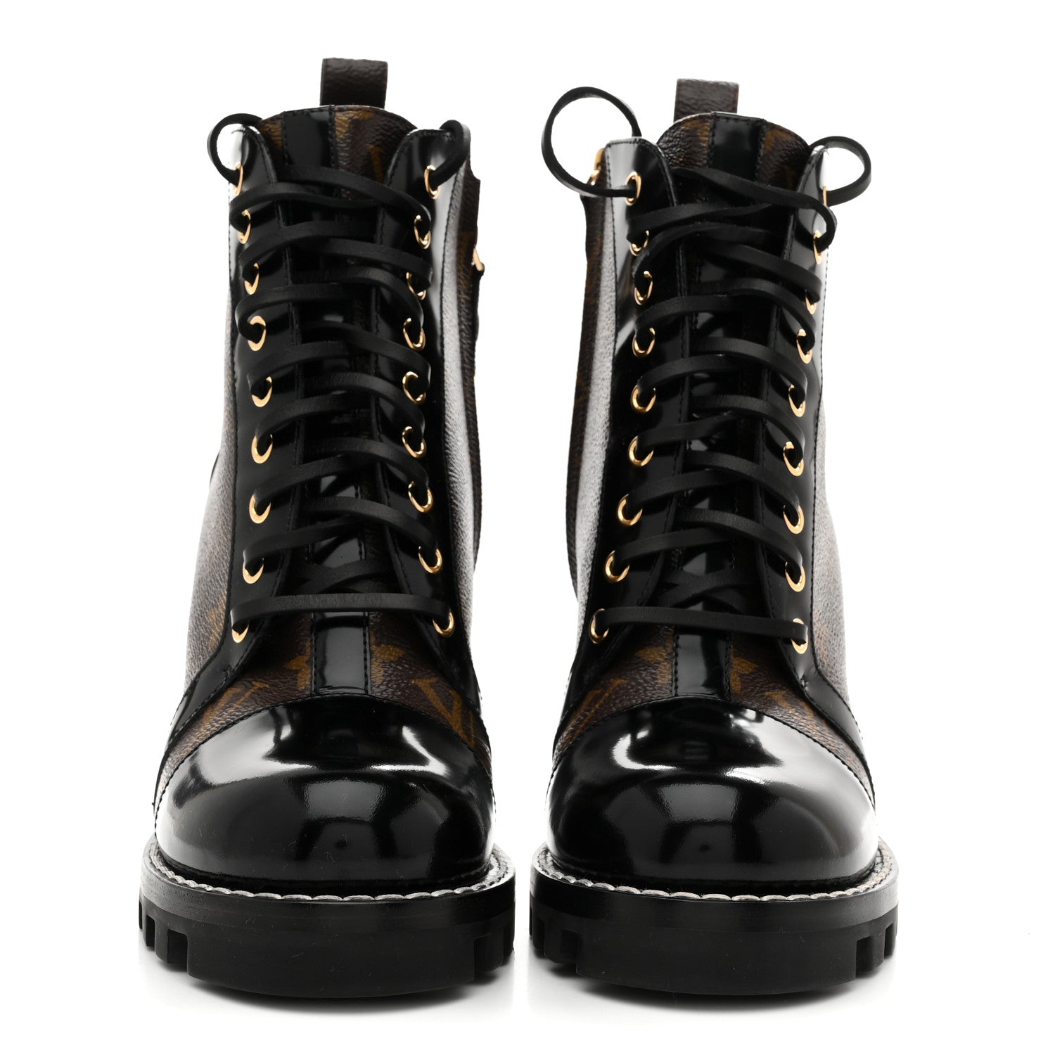 Patent Calfskin Monogram Star Trail Ankle Boots 38 Black