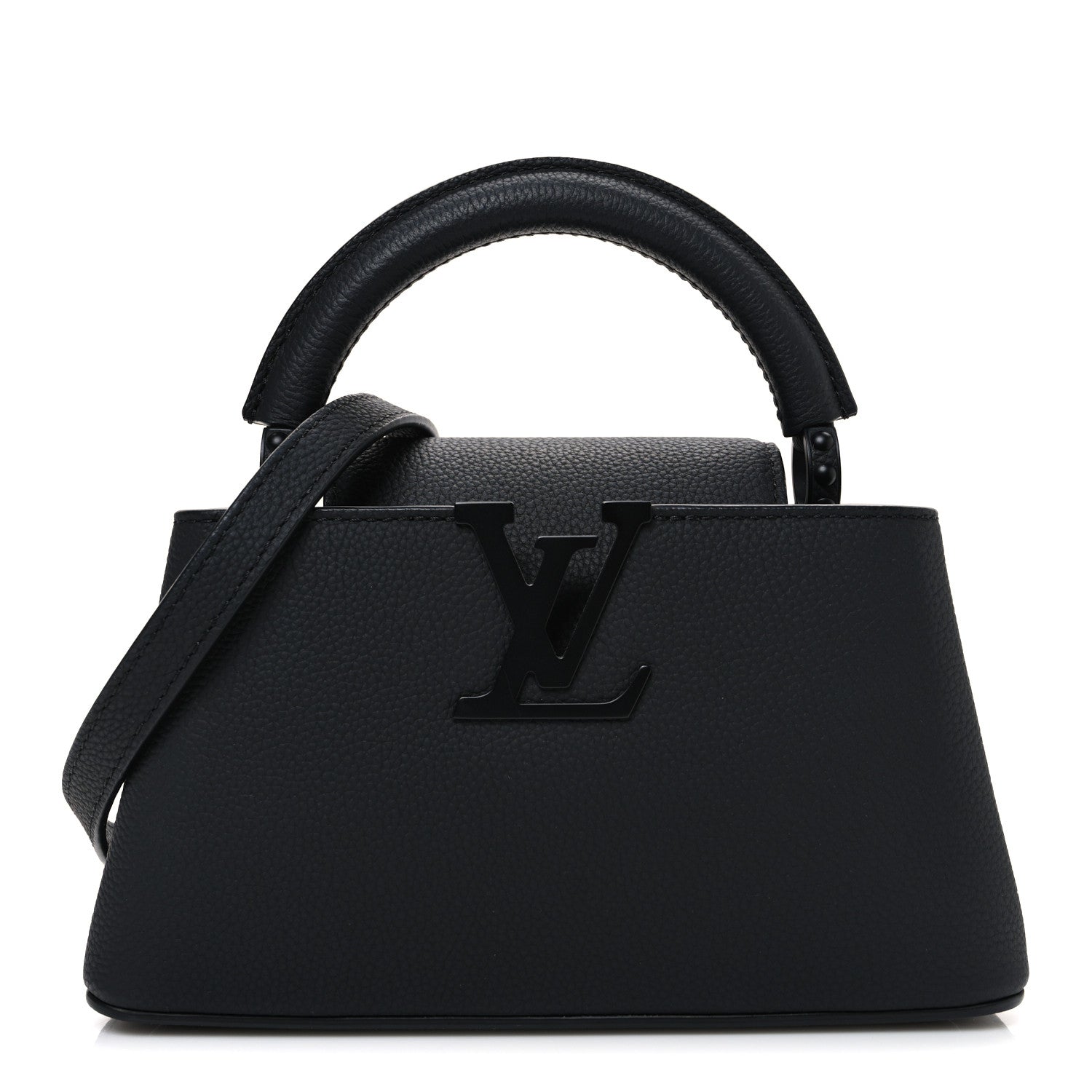 Matte Taurillon Capucines East West Mini All Black