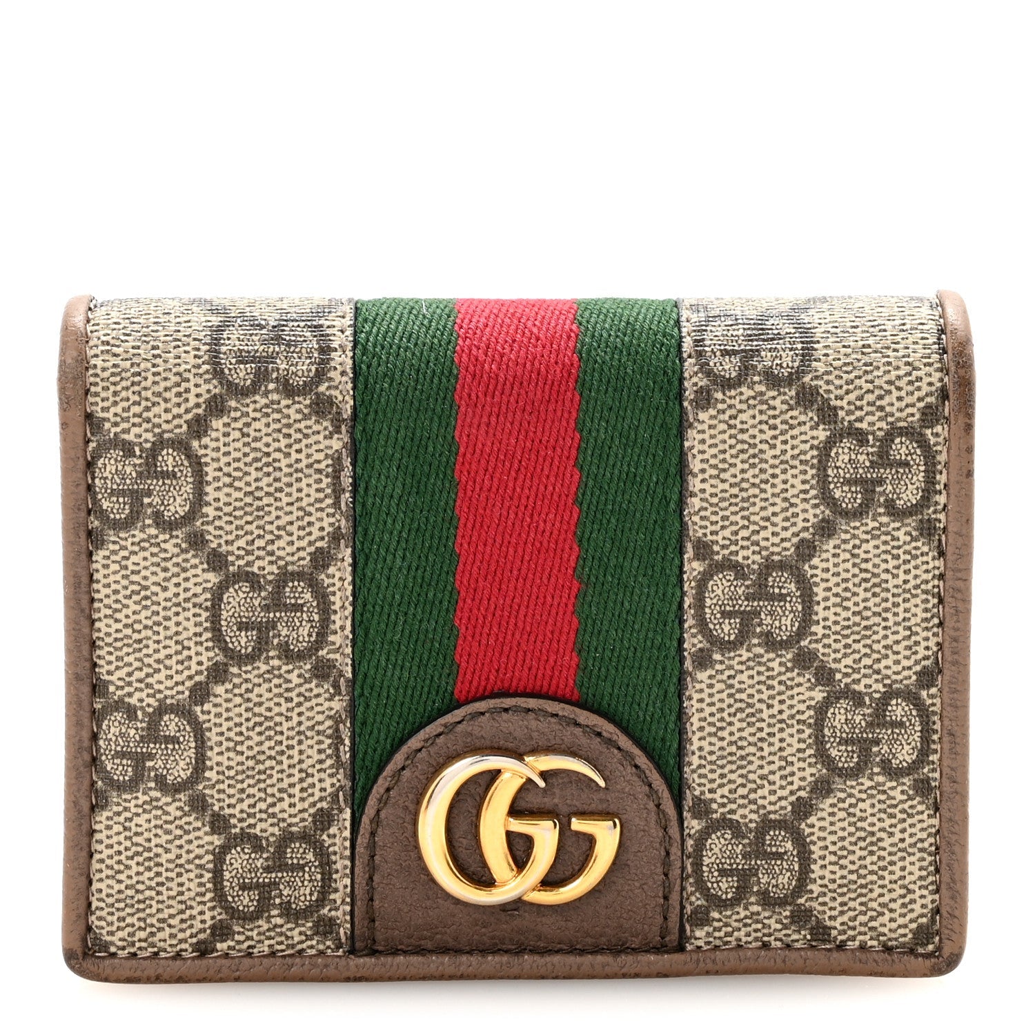 X DISNEY GG Supreme Monogram Web Three Little Pigs Ophidia Card Case Wallet Beige New Acero